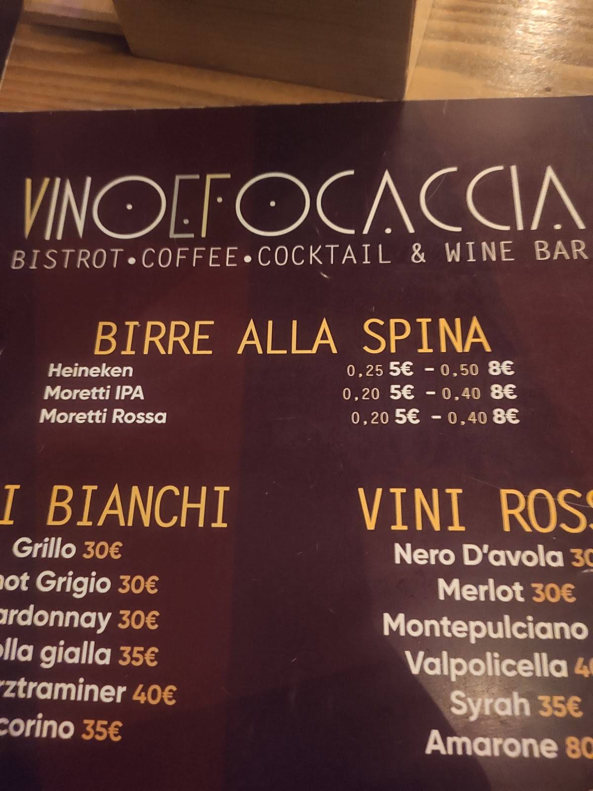 Menu di Vino e Focaccia Bistrot 
