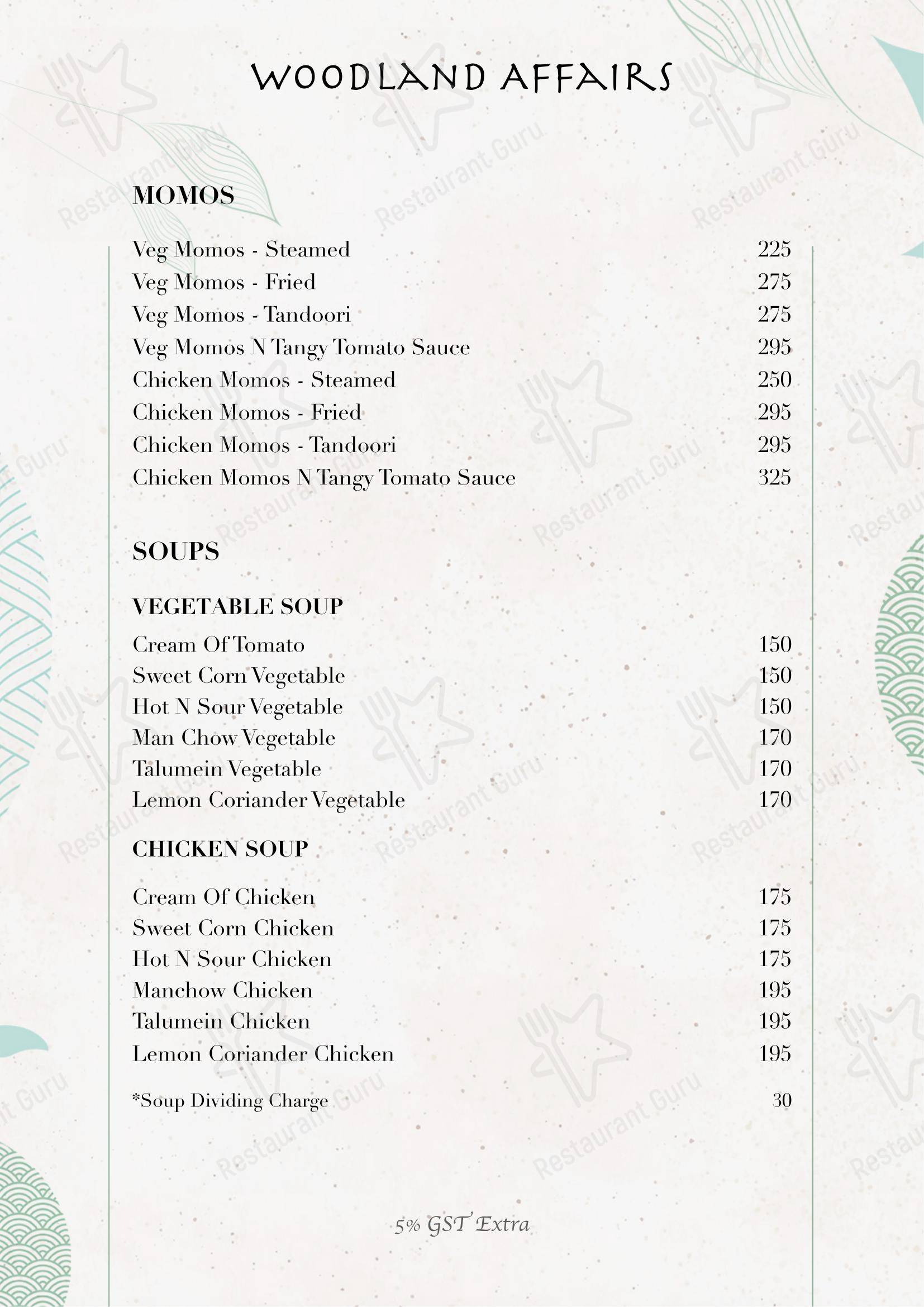 Woodland Affairs in New Delhi - Основное меню