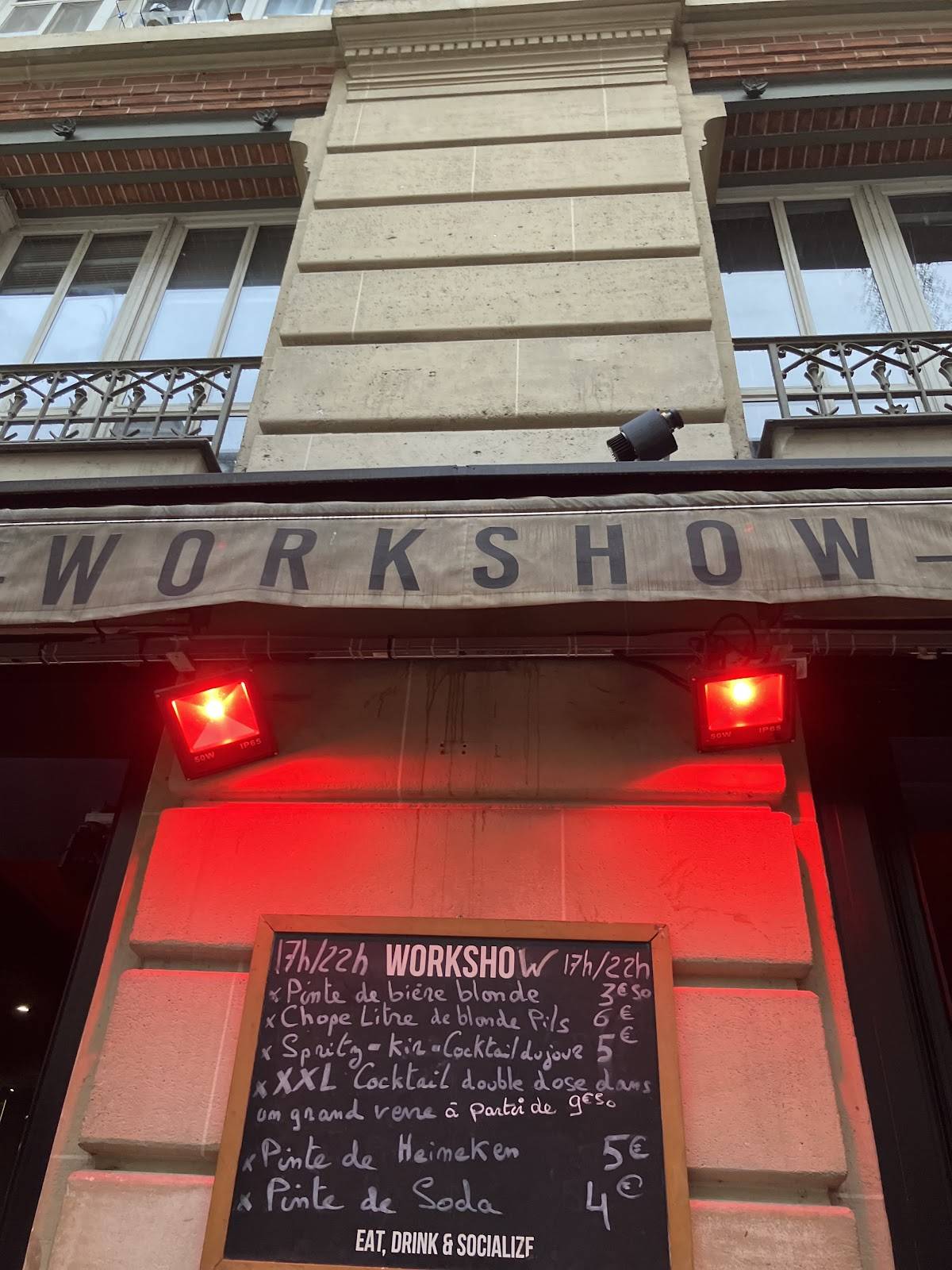 Menu de WorkshoW PARIS