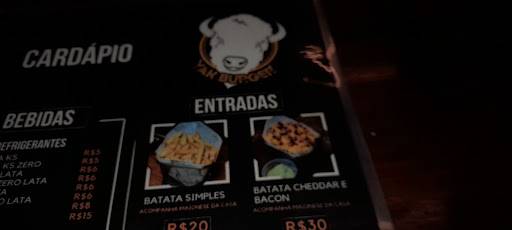 Yak Burger cardápio