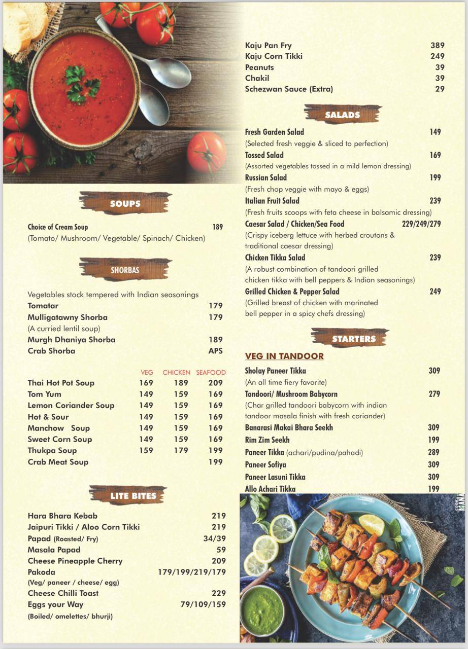 Yash Exotica menu