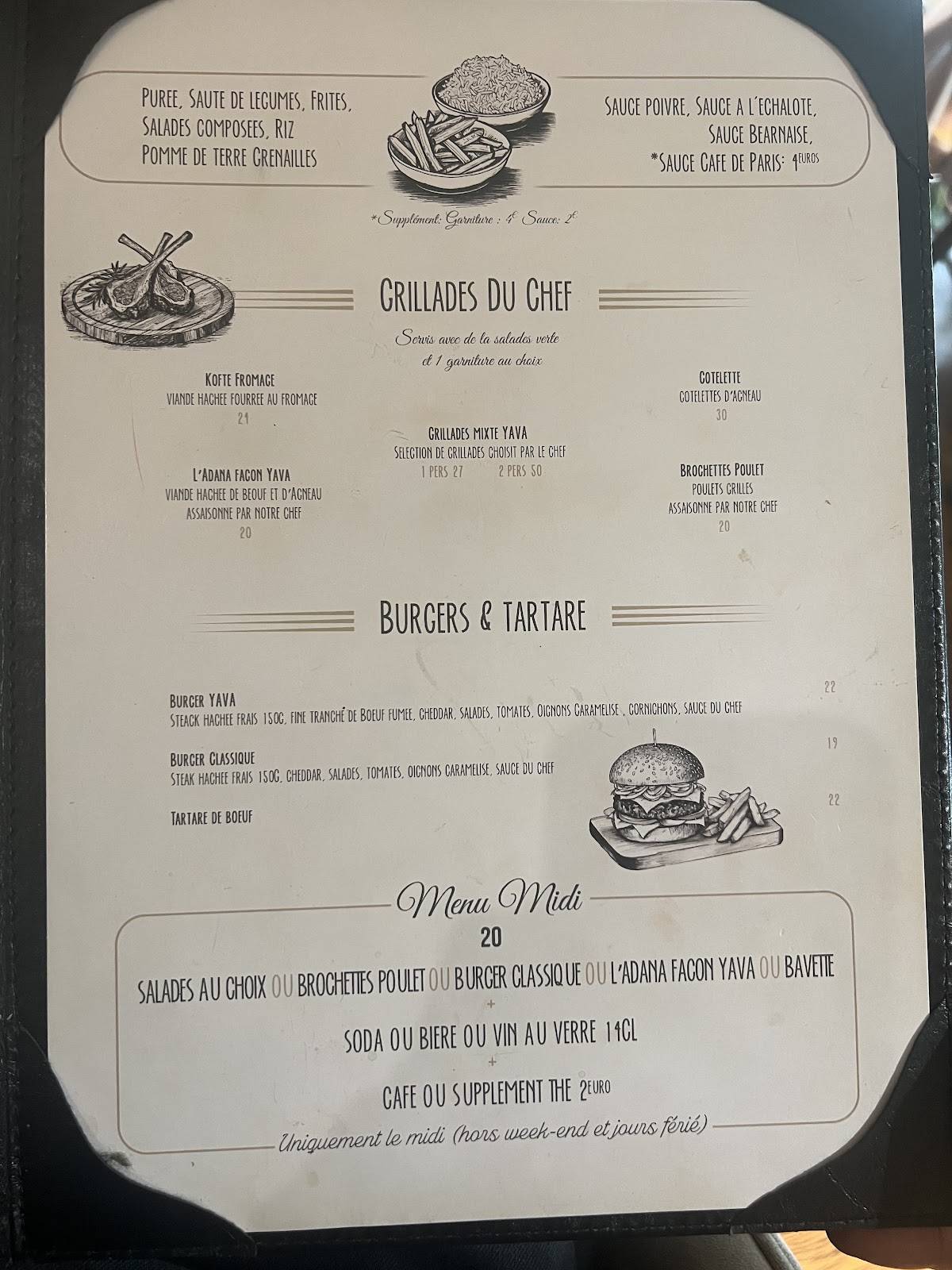 Menu at Yava Paris Restaurant, Nanterre