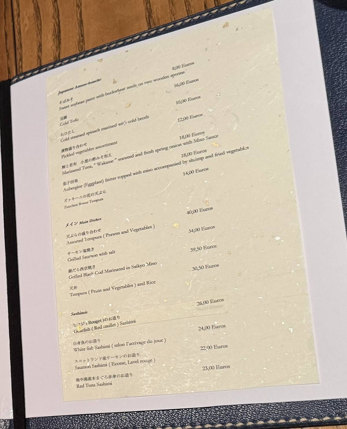 Menu de Yen