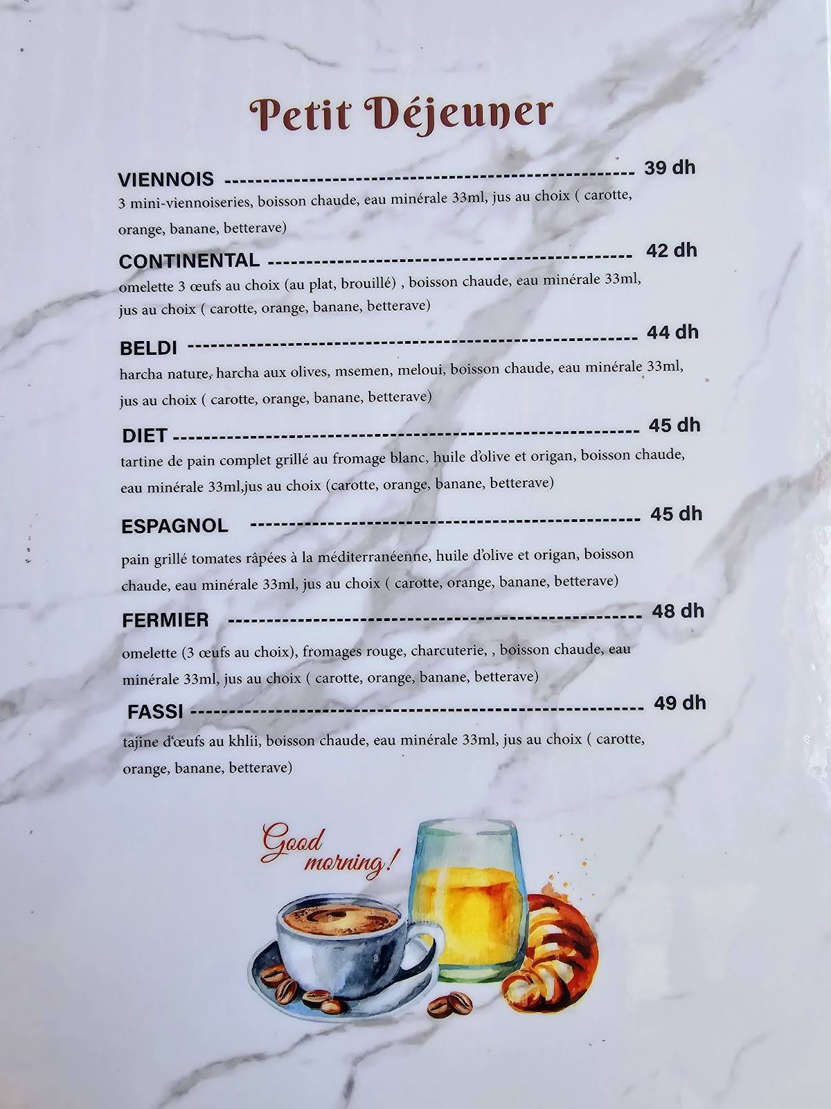 Menu de Yogorino