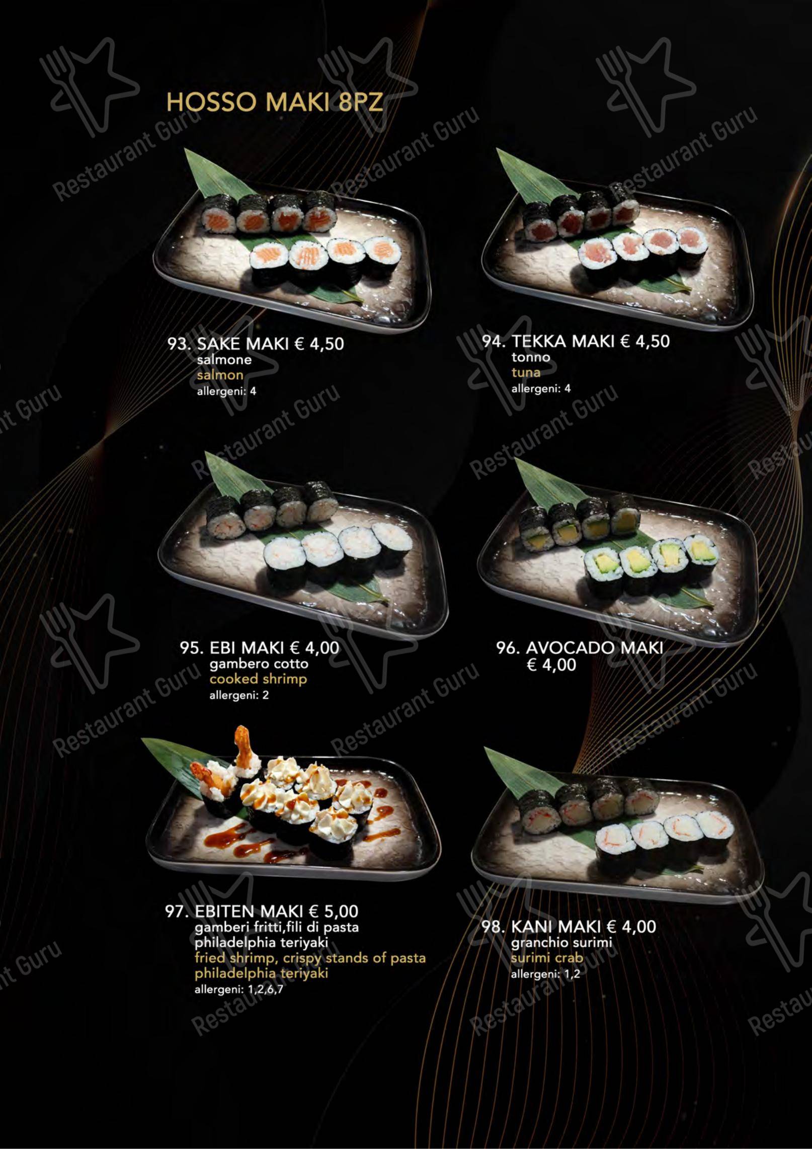 Menu per Yugo ristorante