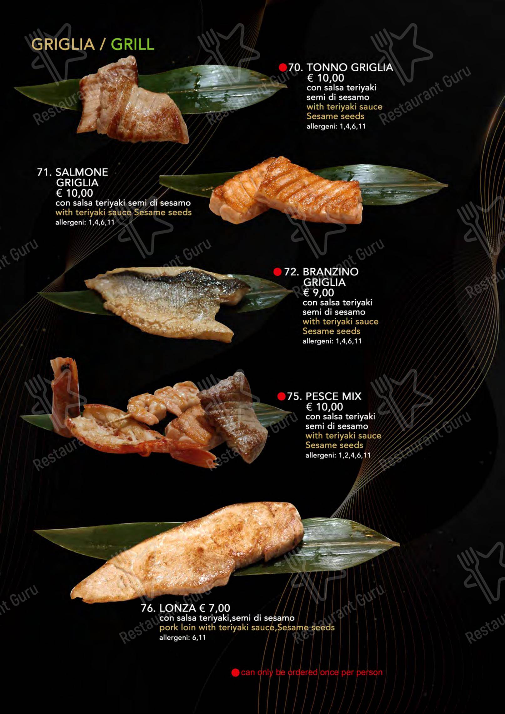 Menu per Yugo ristorante