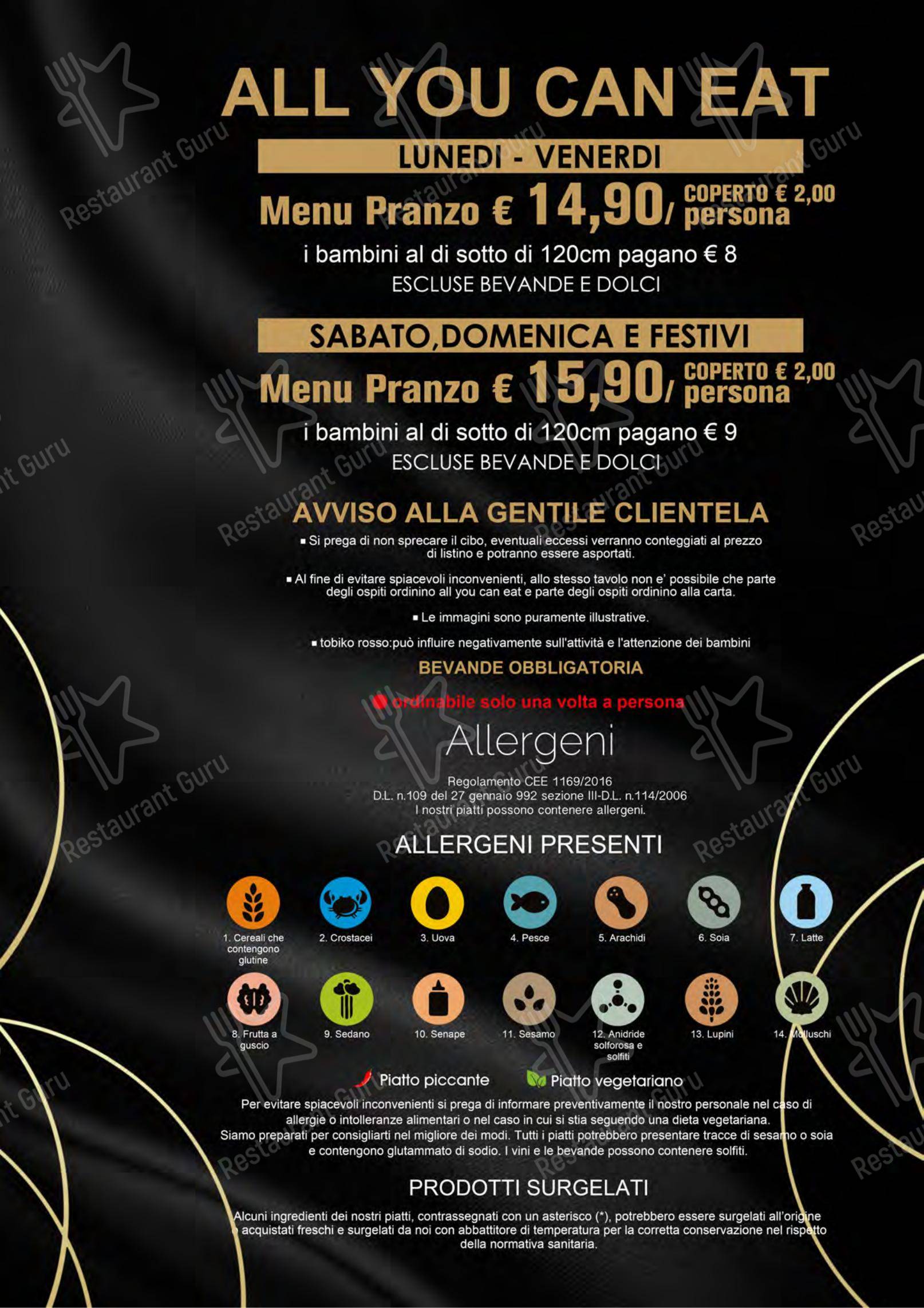 Menu per Yugo in Varazze