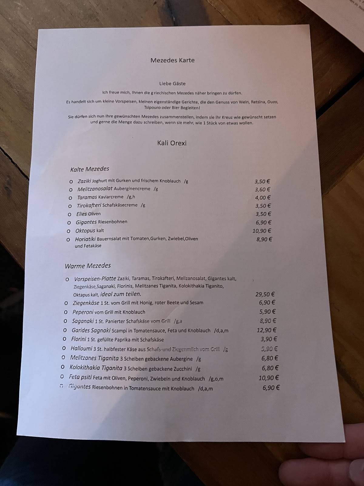 Menu de ZOI
