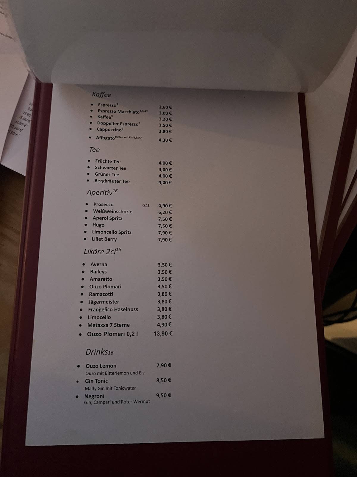 Menu de ZOI
