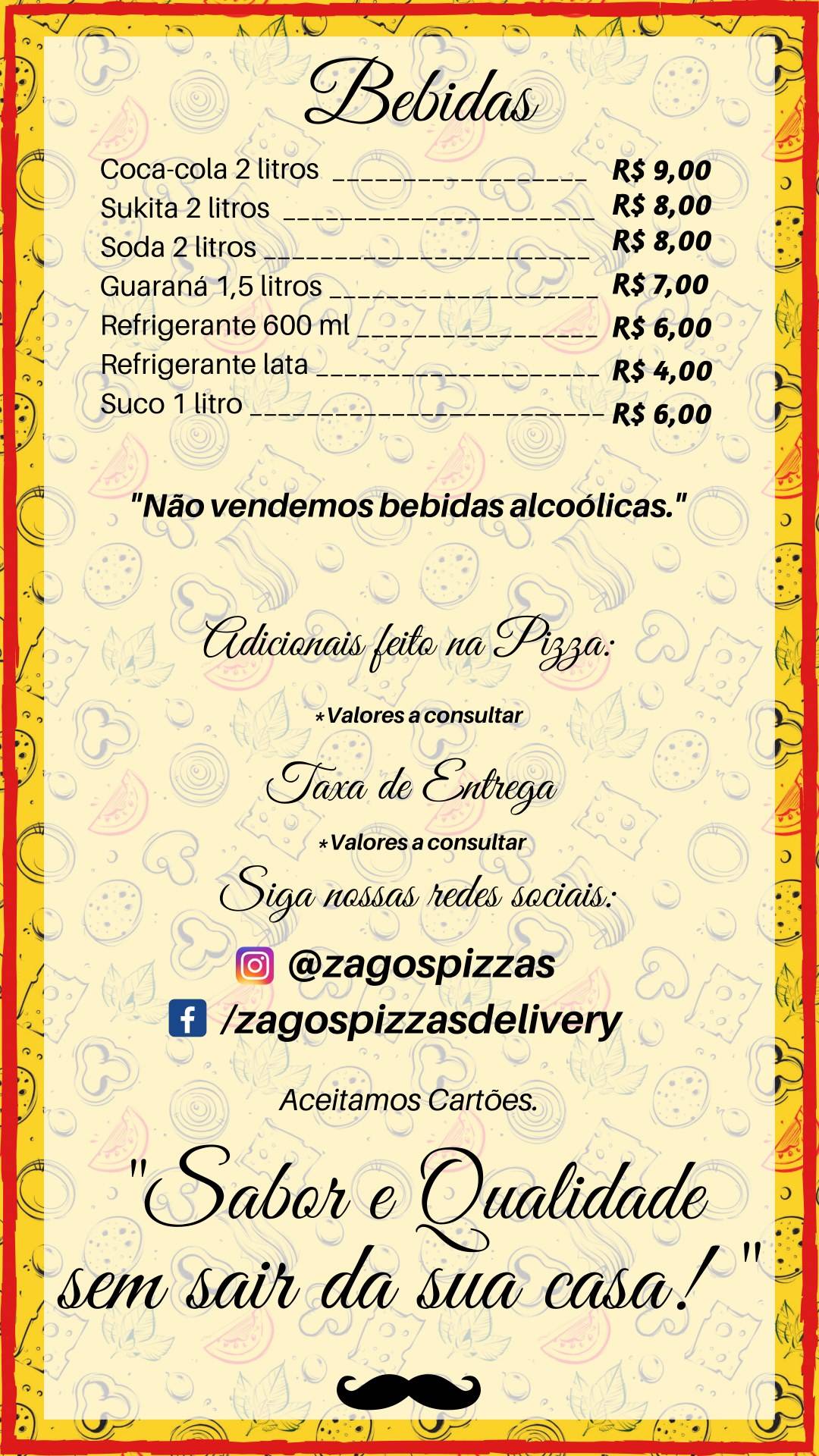 Zago's Pizzaria Delivery cardápio