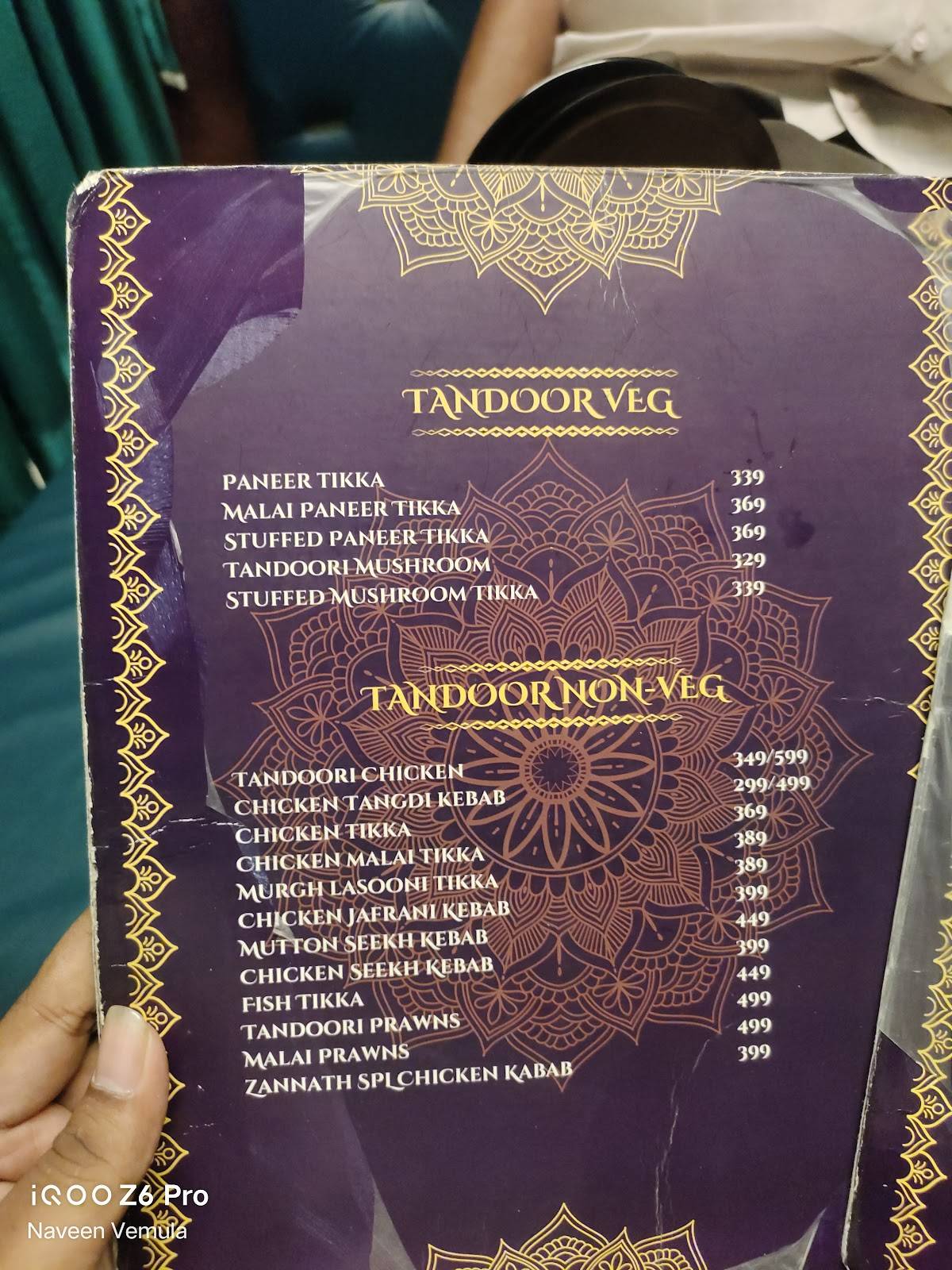 Zannath Mandi menu