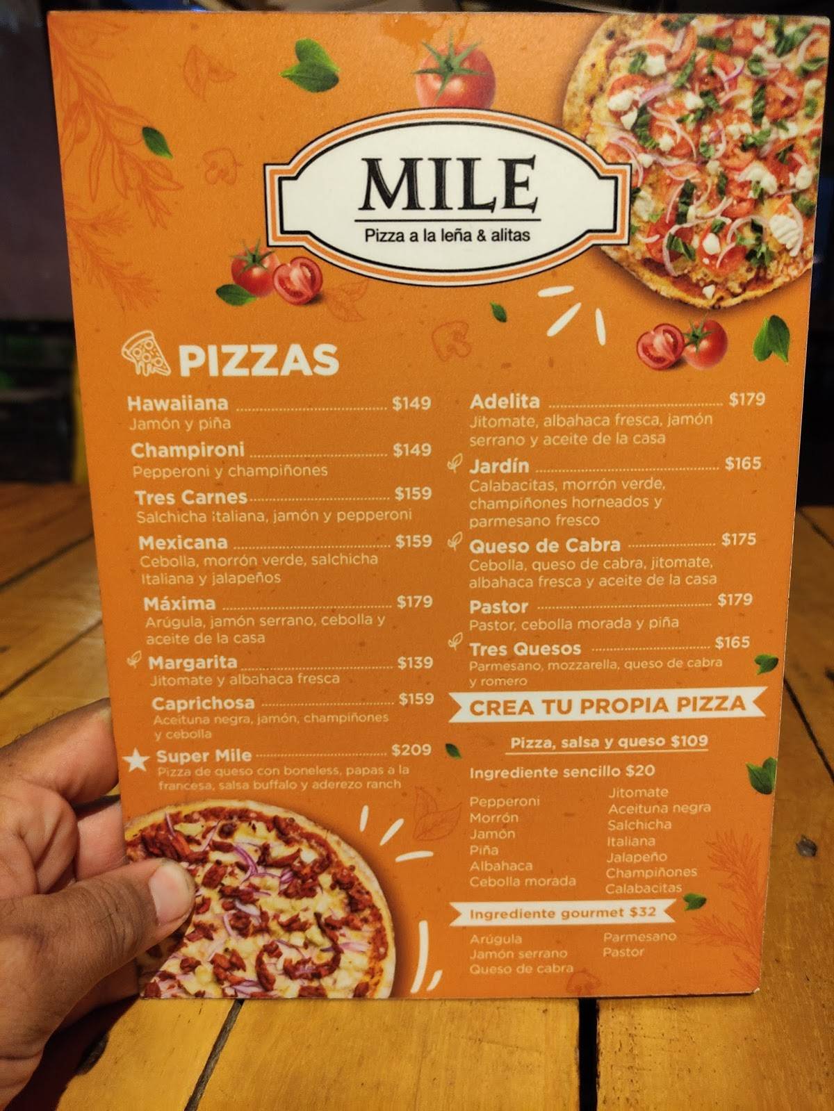 Carta del restaurante Mile Pizzas a la leña, Zapopan, Marina Vallarta 35 C