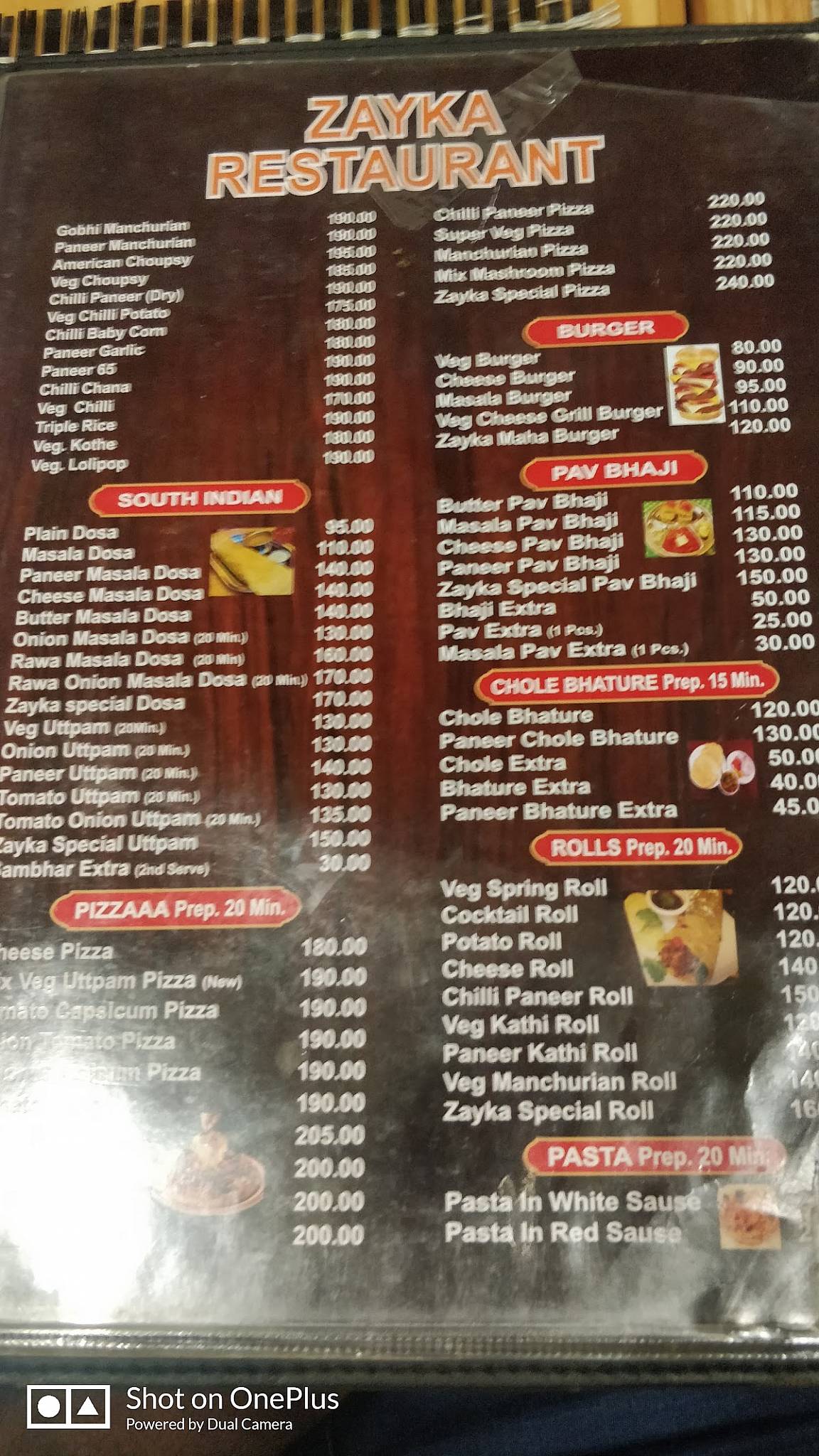 Zayka Fast Food & Restaurant menu