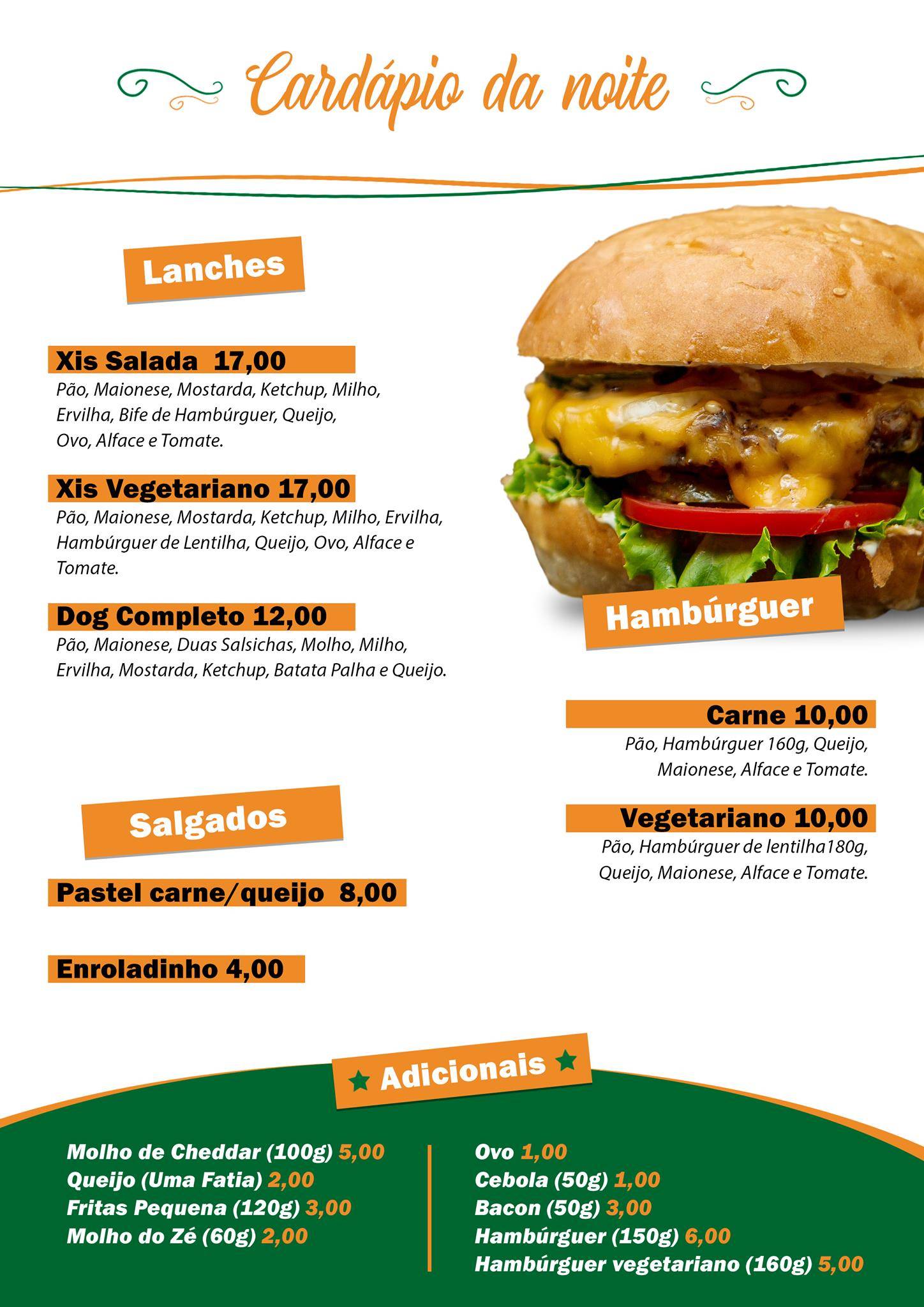 Bar do Zé cardápio