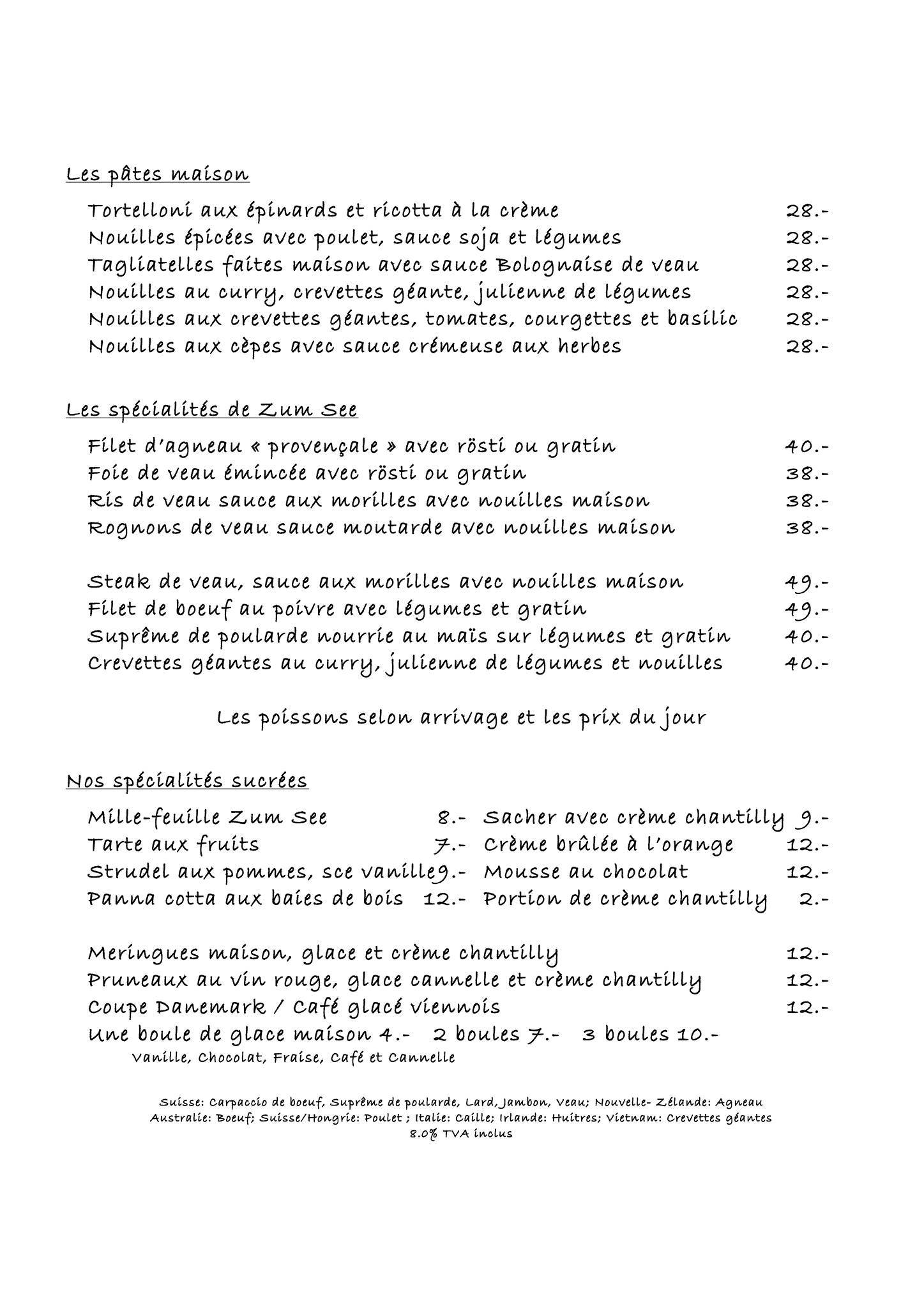 Menu di Restaurant Zum See 