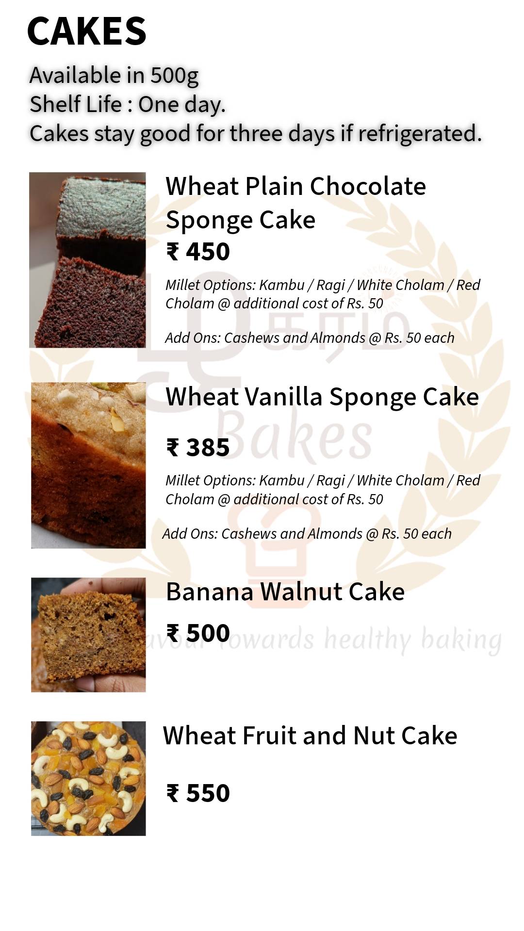 Zhagaram Bakes menu