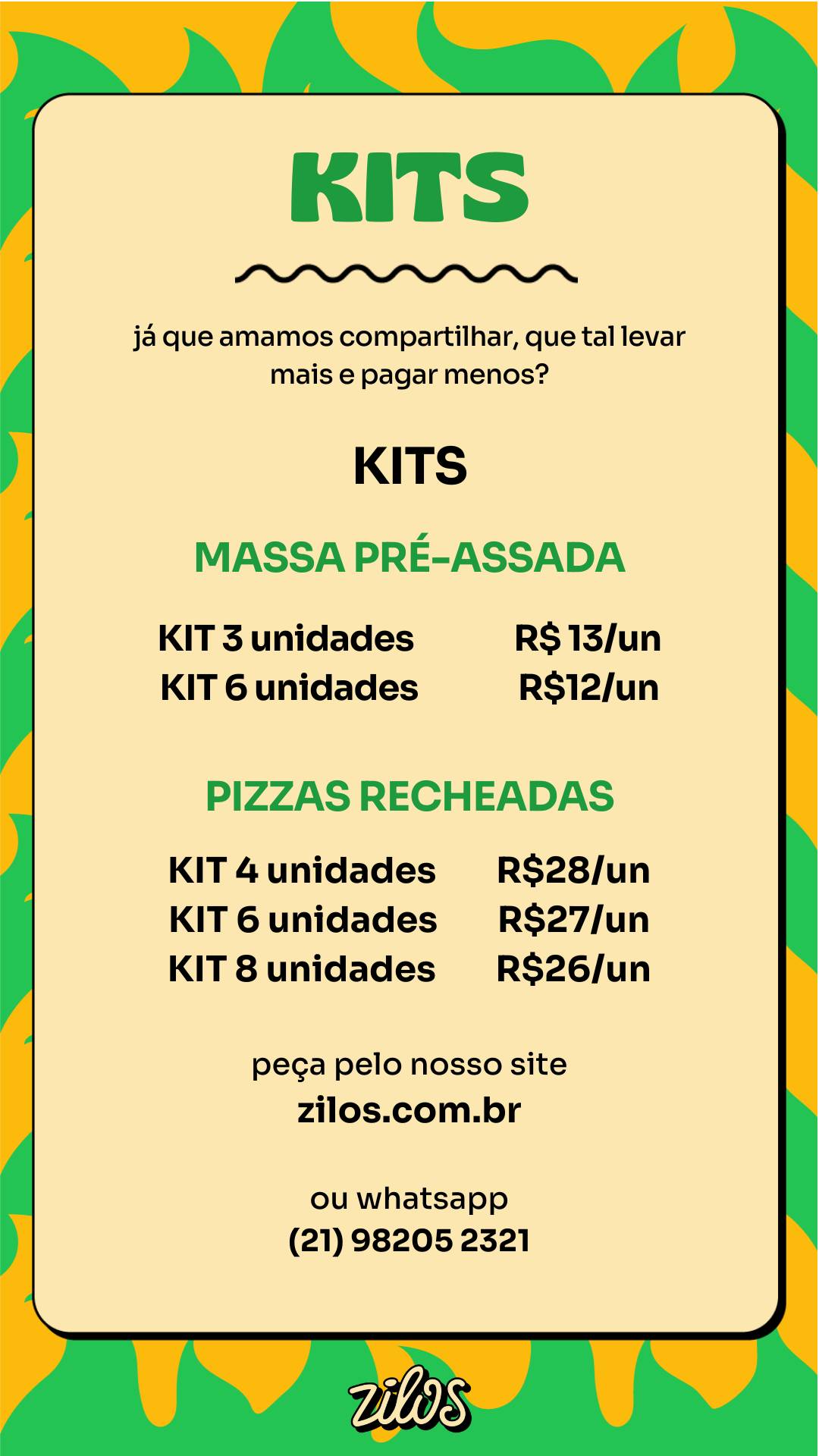 Zilos Pizzas cardápio