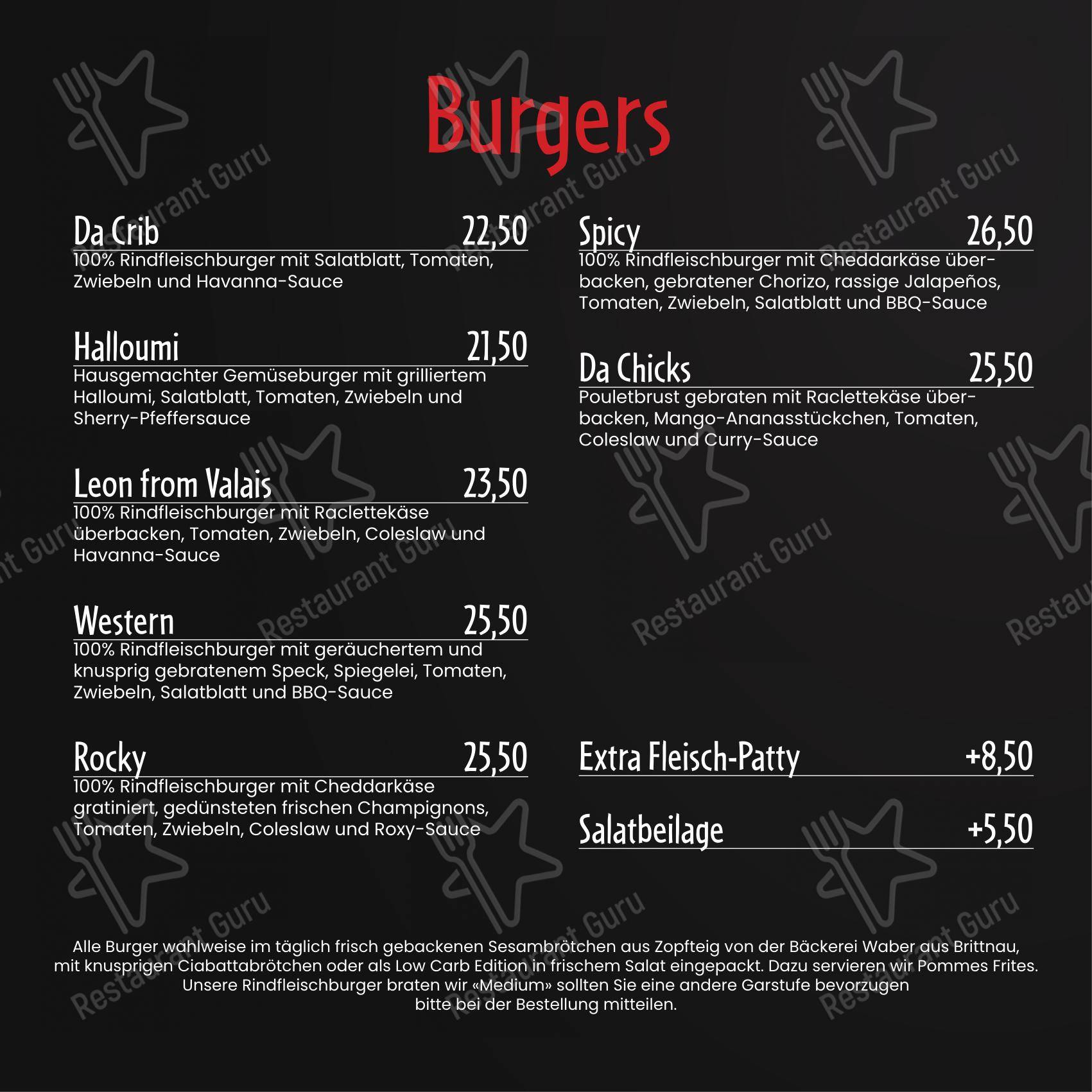 Zofinger Stadtkeller in Zofingen - Menu