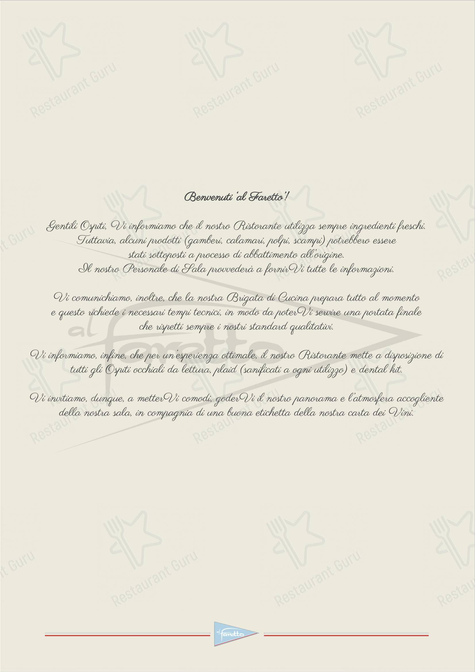 Menu di al Faretto - Terrazza sul mare - Menu