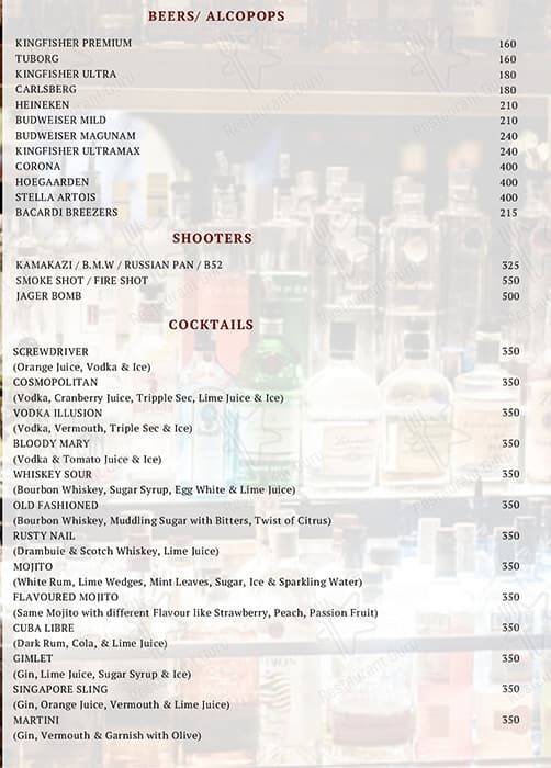 The Fort Bar & Kitchen menu