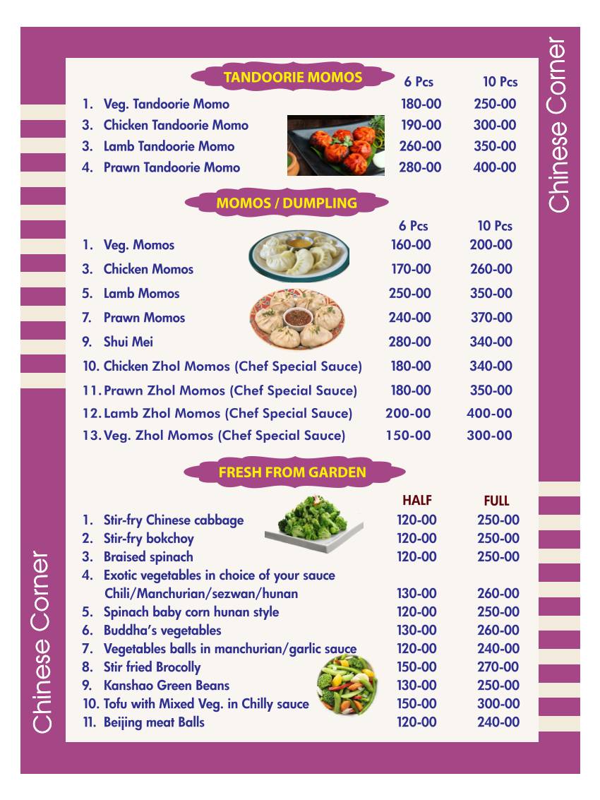 chinese corner menu