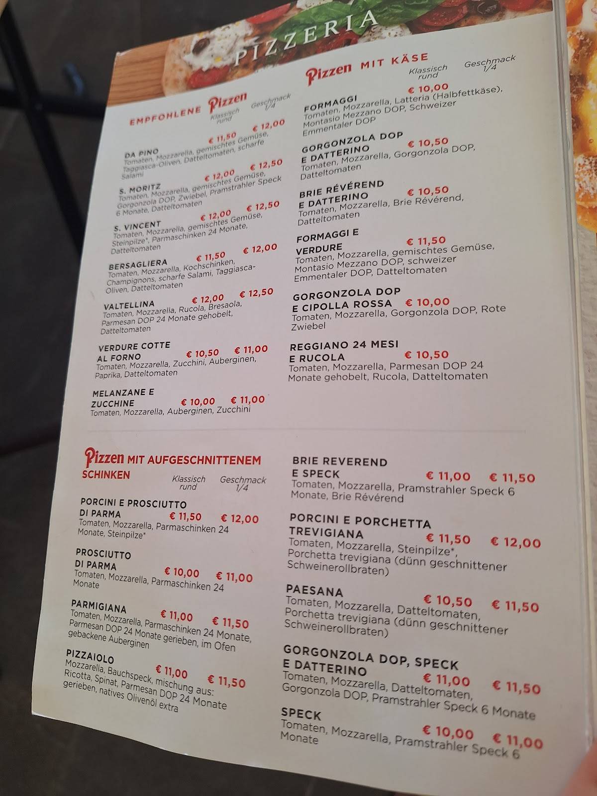 Menu di da Pino Trieste 