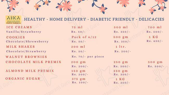 AIKA Delicacies - Diabetic Indulgence menu