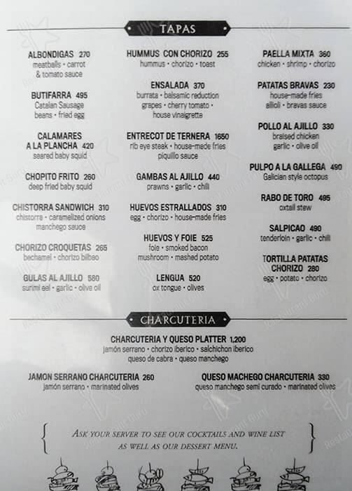 Menu at Bar Pintxos BGC, Taguig, Fairways Tower