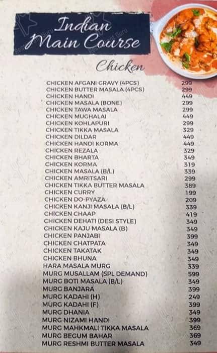Moontown Lounge menu