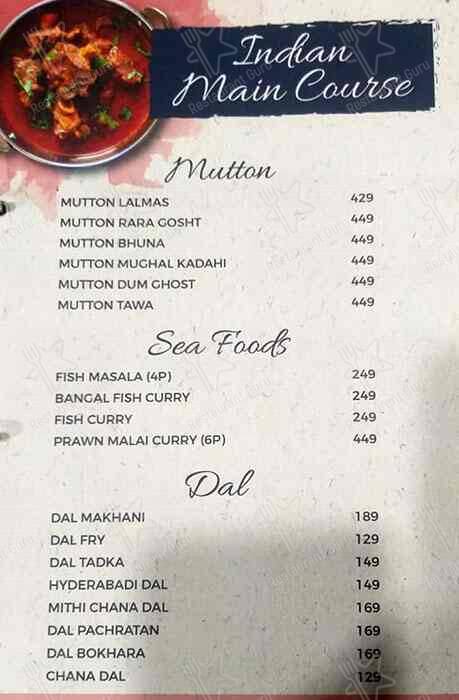 Moontown Lounge menu