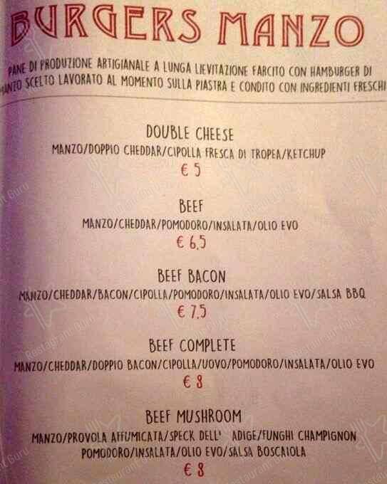 Menu de TIMELESS Roma