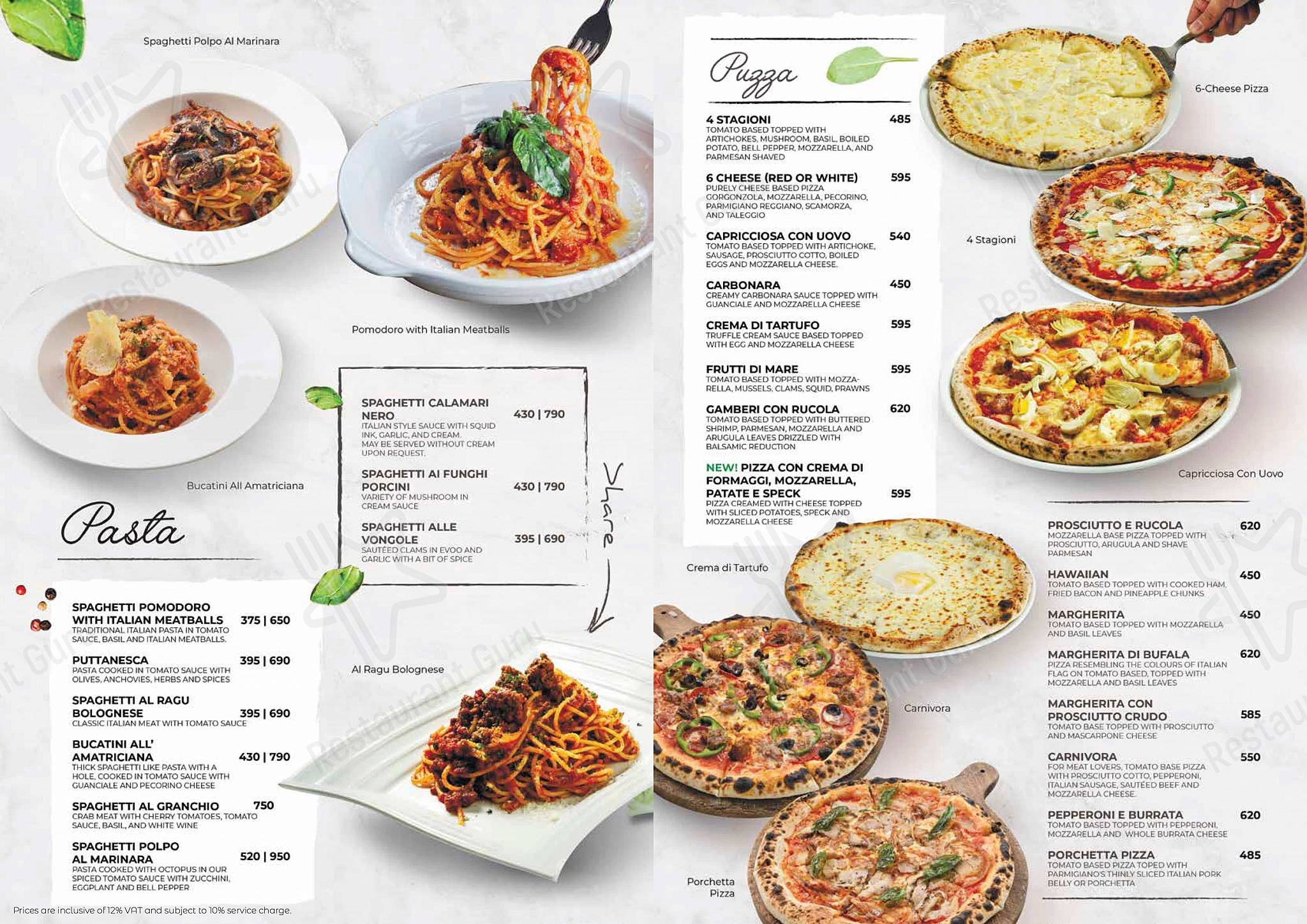 Parmigiano menu