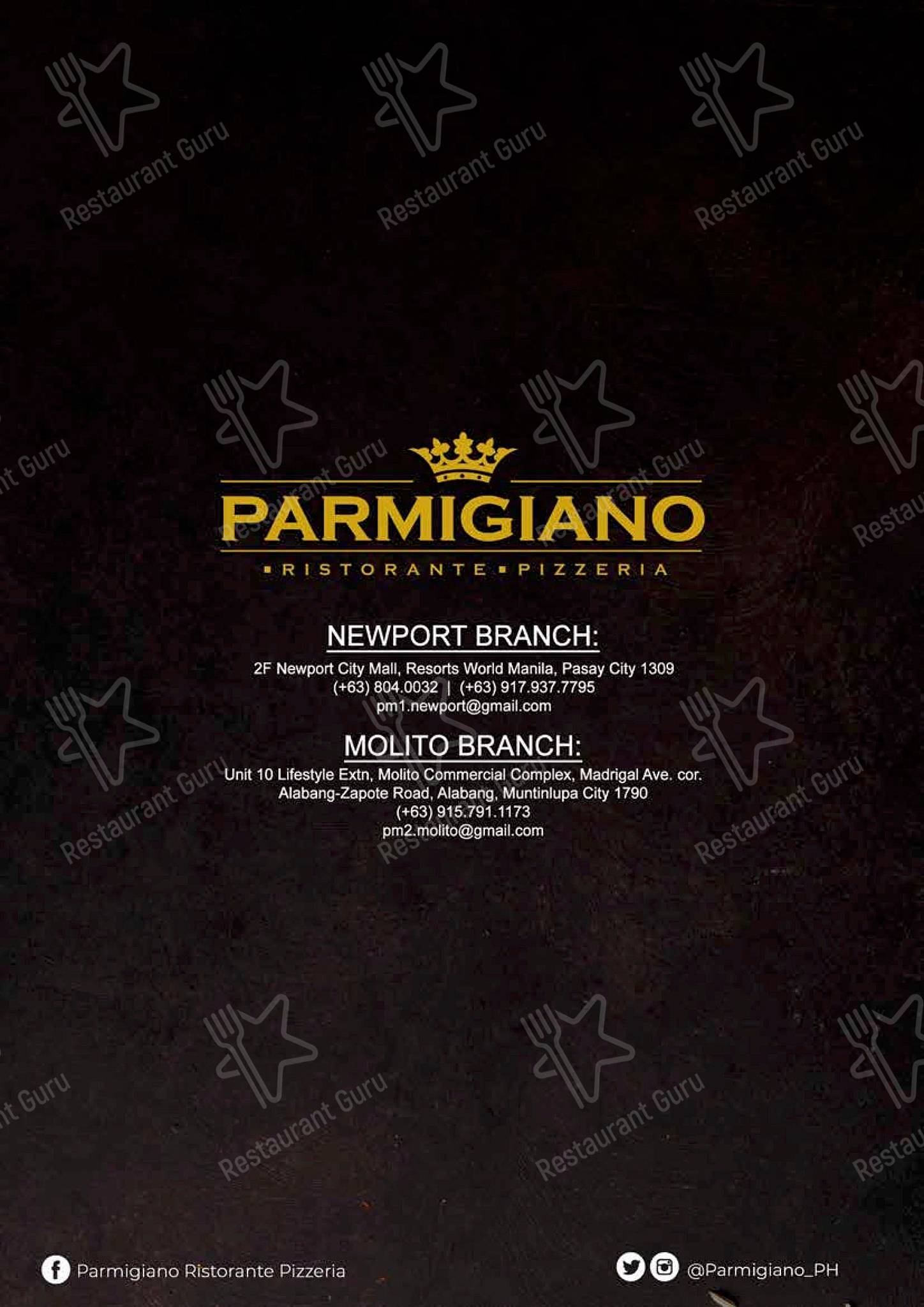 Parmigiano menu