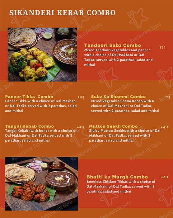 Sikandar Rolls menu