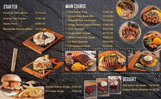 Menu at Slate District restaurant, Mandaue City, 6014 Ouano Ave