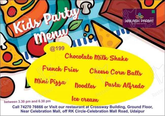 Kailash Parbat Udaipur menu