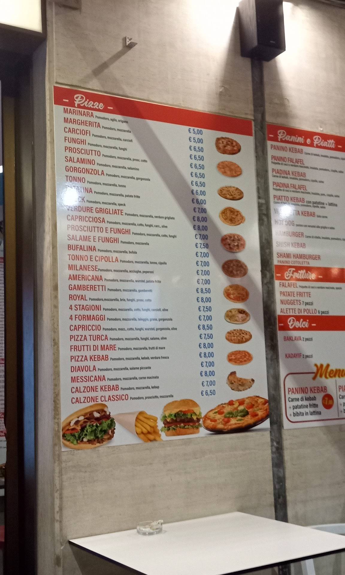 Menu di king kebab e Pizzeria 