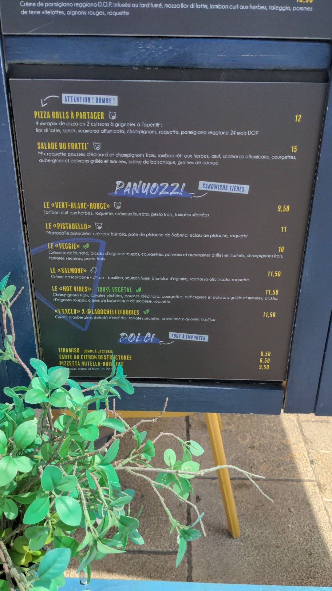 Menu de le Fratel'