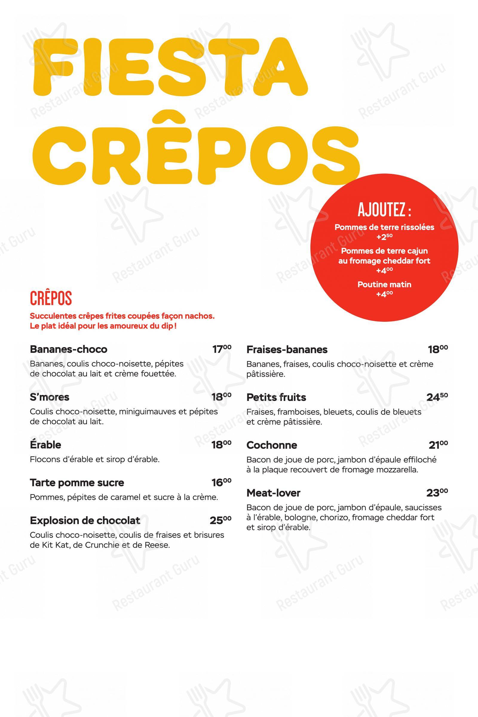 Menu pour 9 resto déjeuner dans Rimouski
