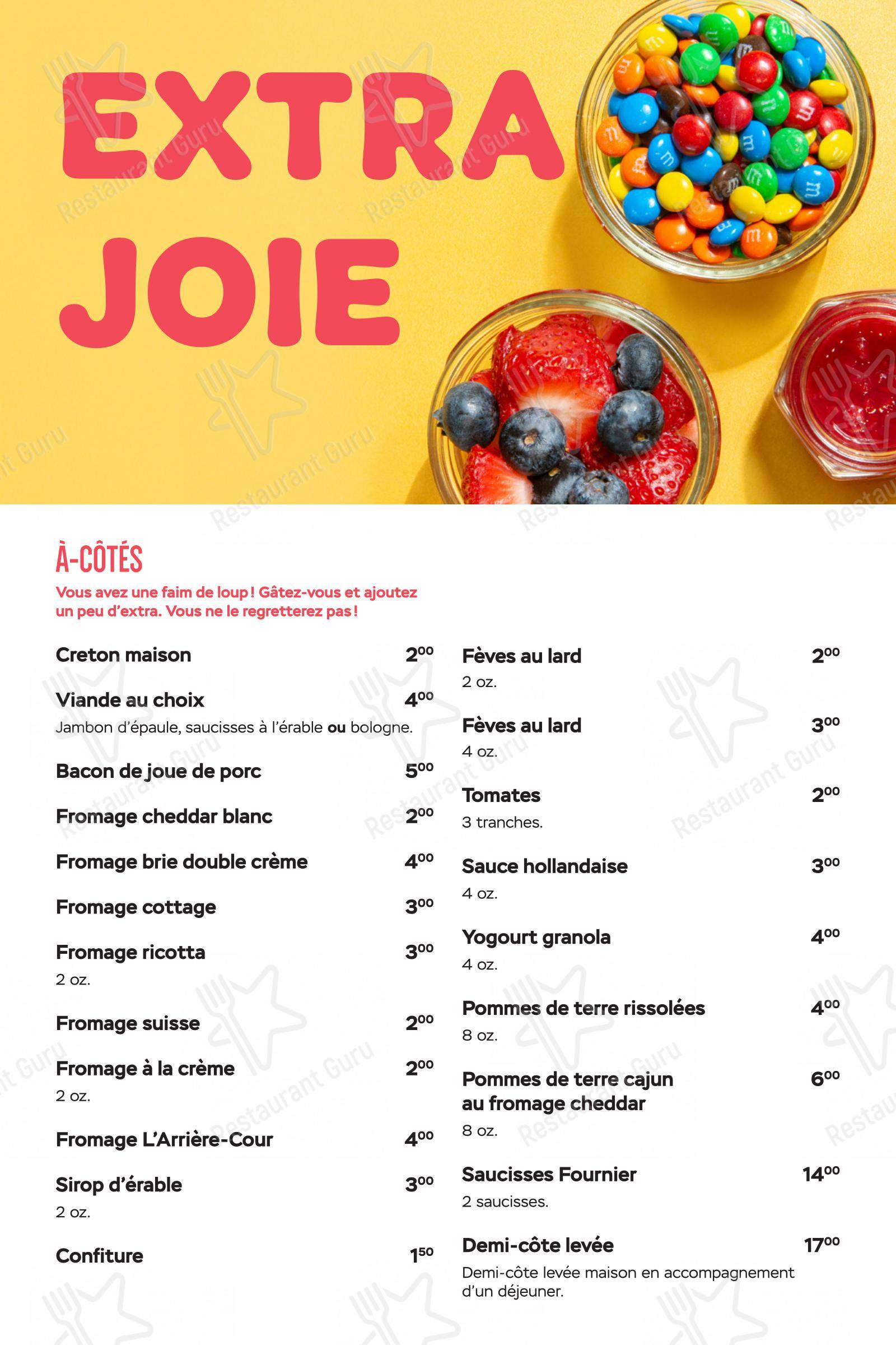Menu pour 9 resto déjeuner - Menu