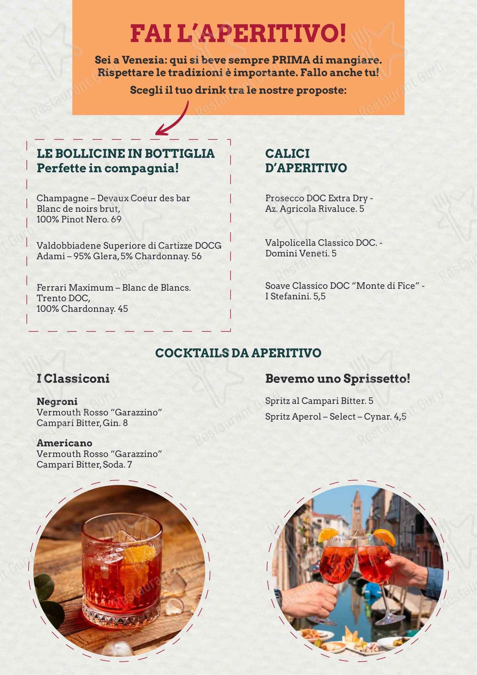 Al Profeta in Venezia - Menu bar