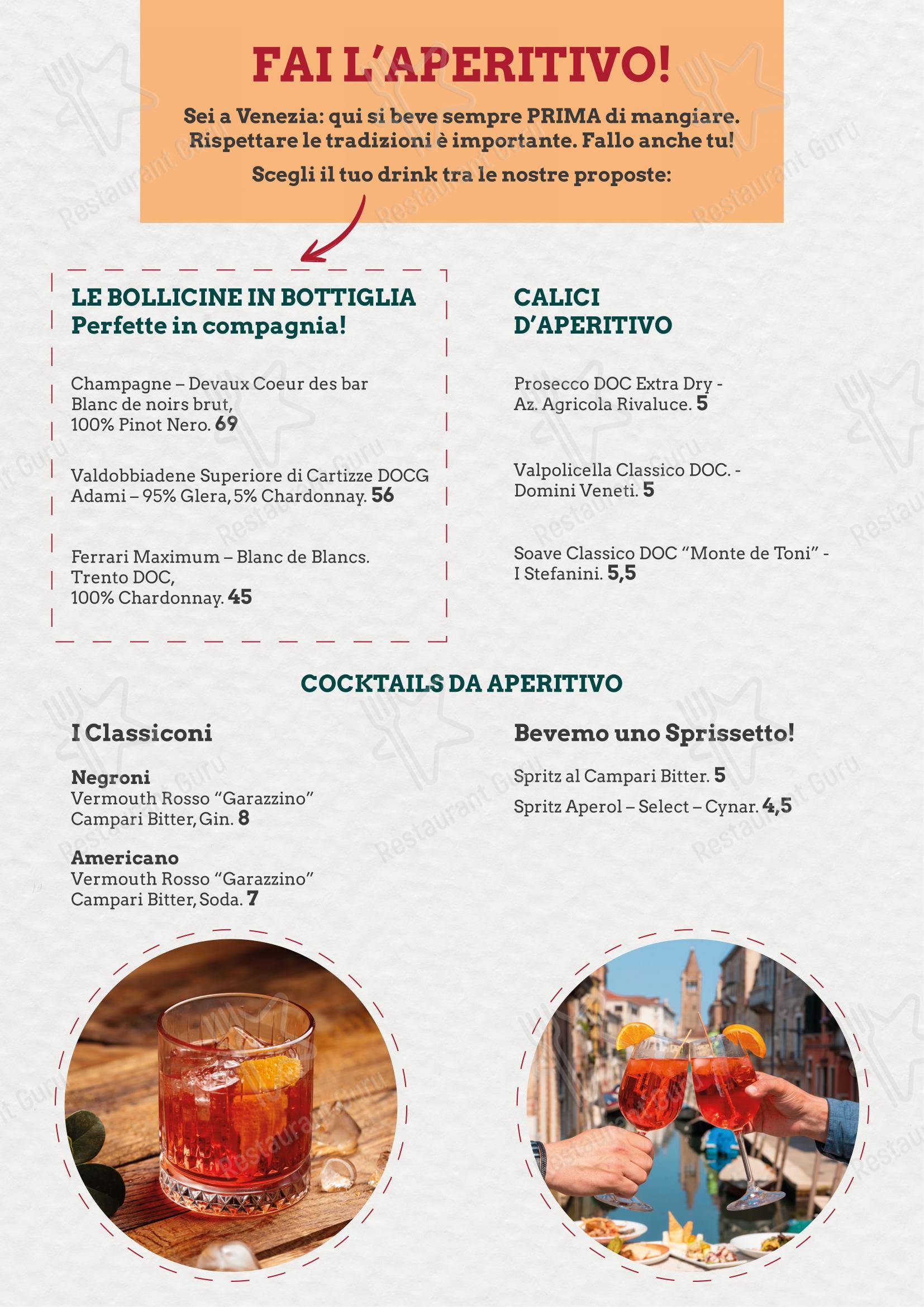 Menu per Al Profeta in Venezia