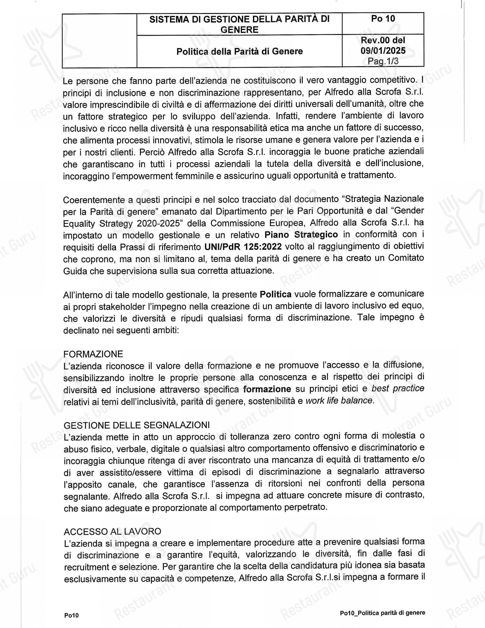 Детское per Ristorante Alfredo alla Scrofa ristorante