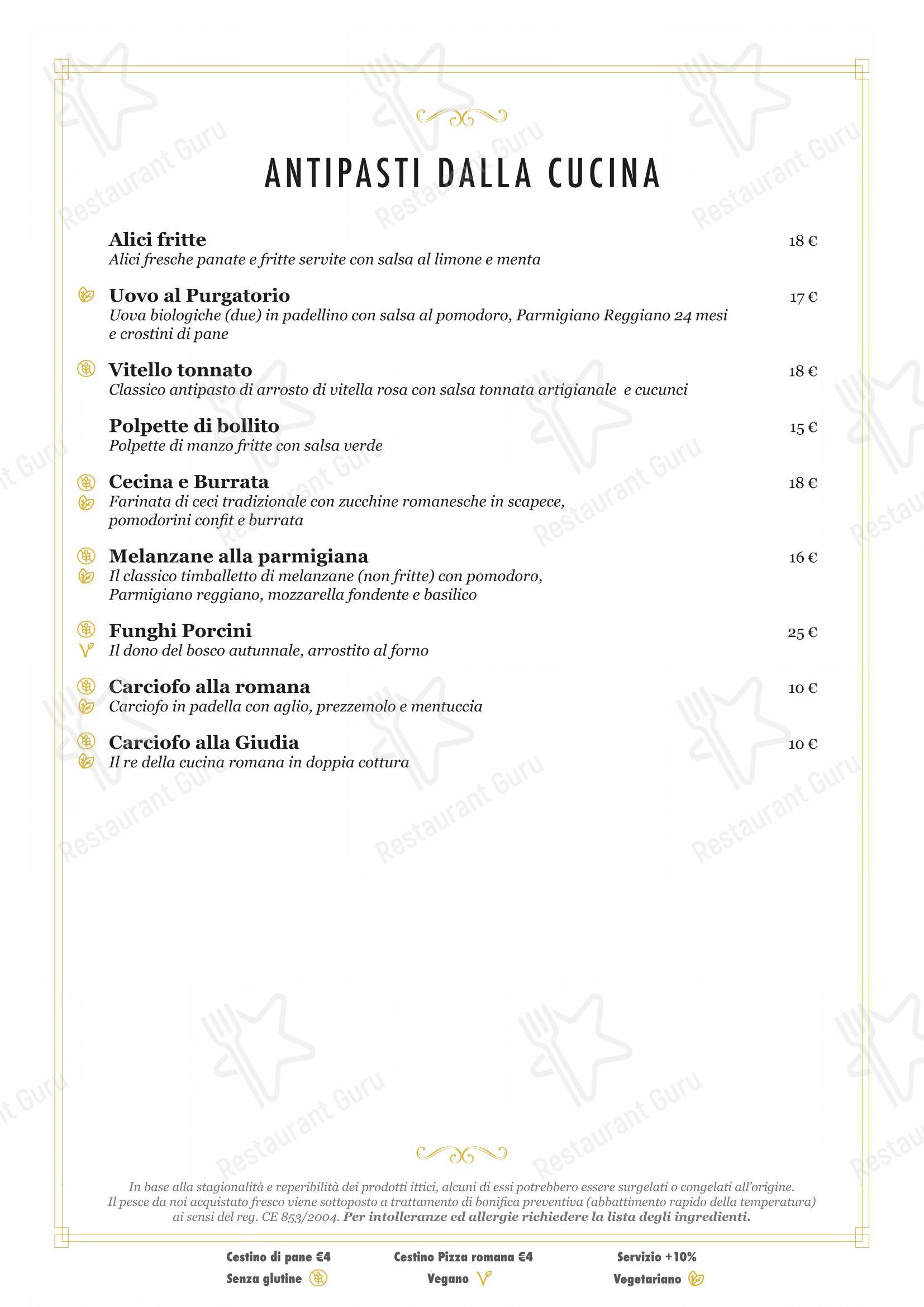 Основное меню per Ristorante Alfredo alla Scrofa in Roma