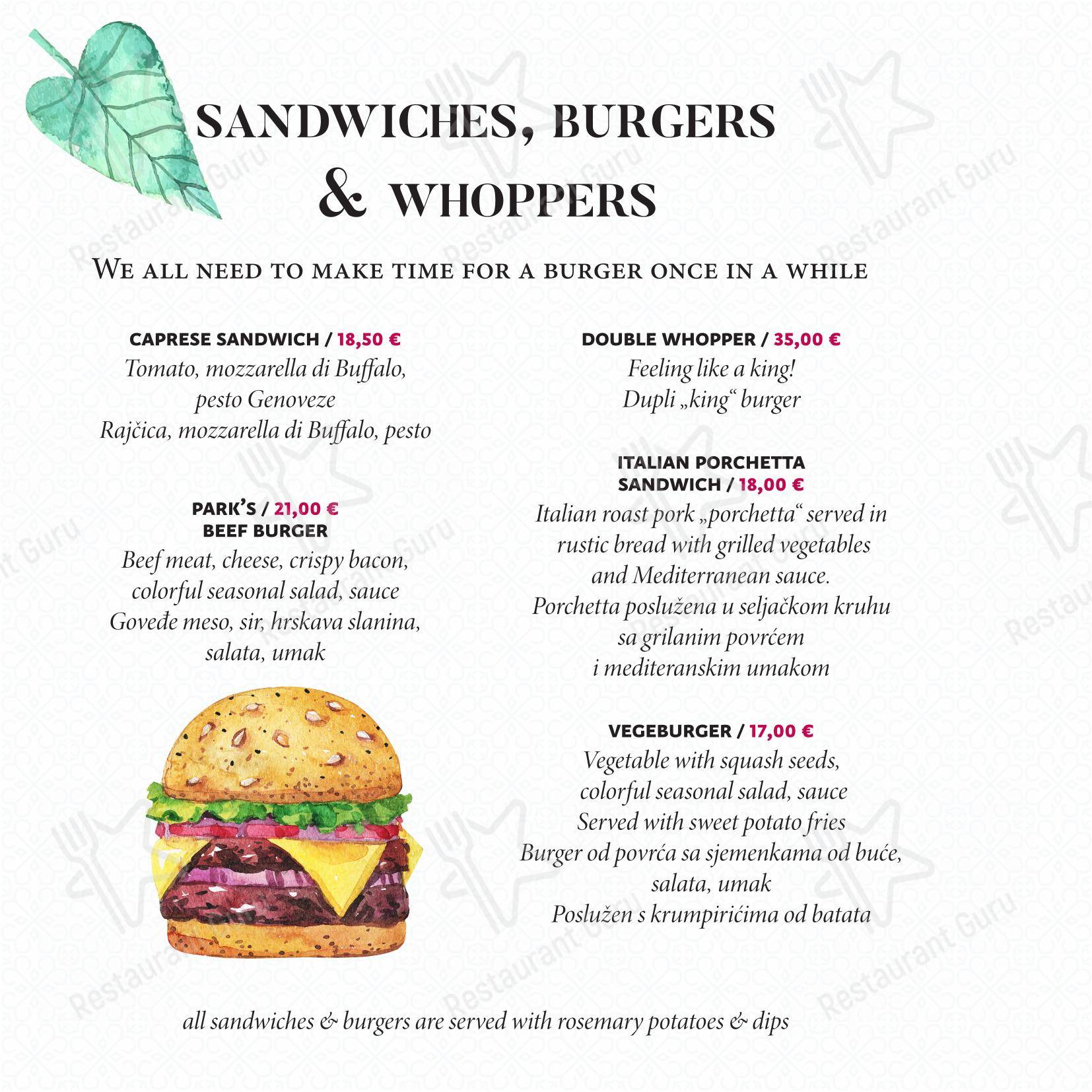 Menu per Central Park Club, Hvar pub & bar