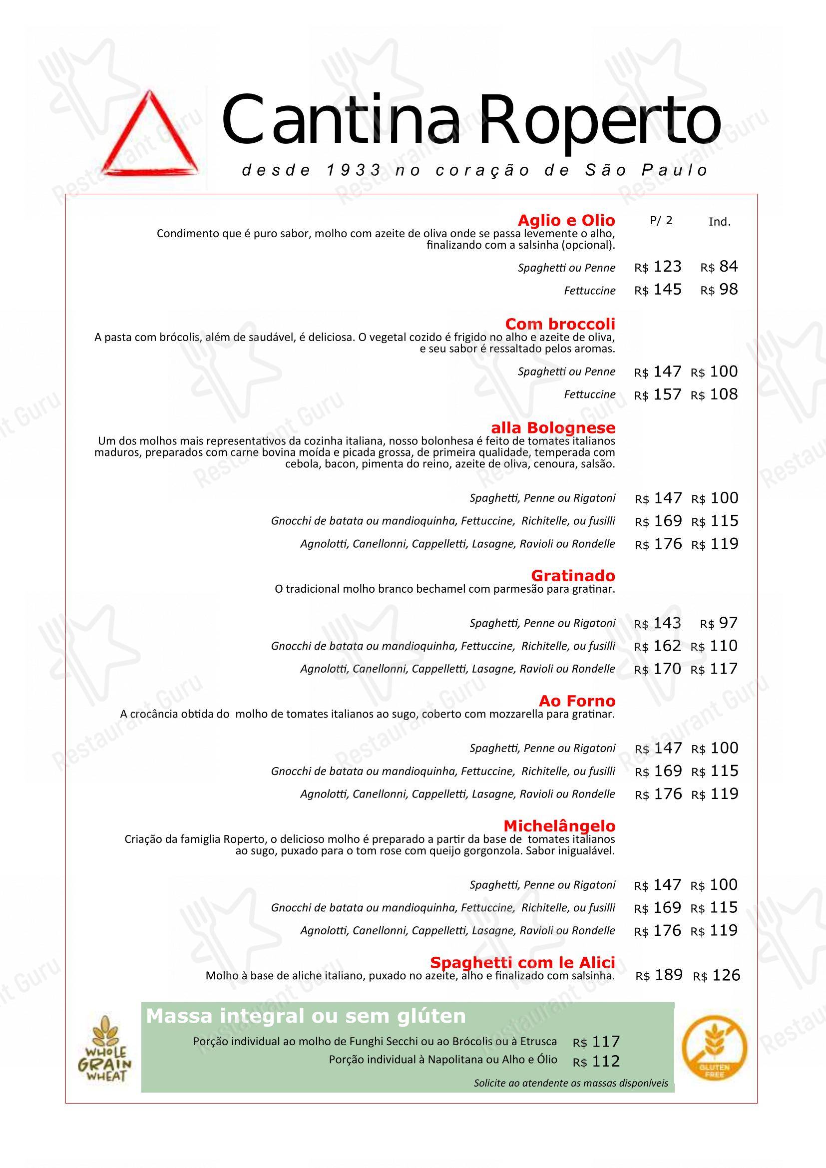 Menu para Empório Cantina Roperto em São Paulo