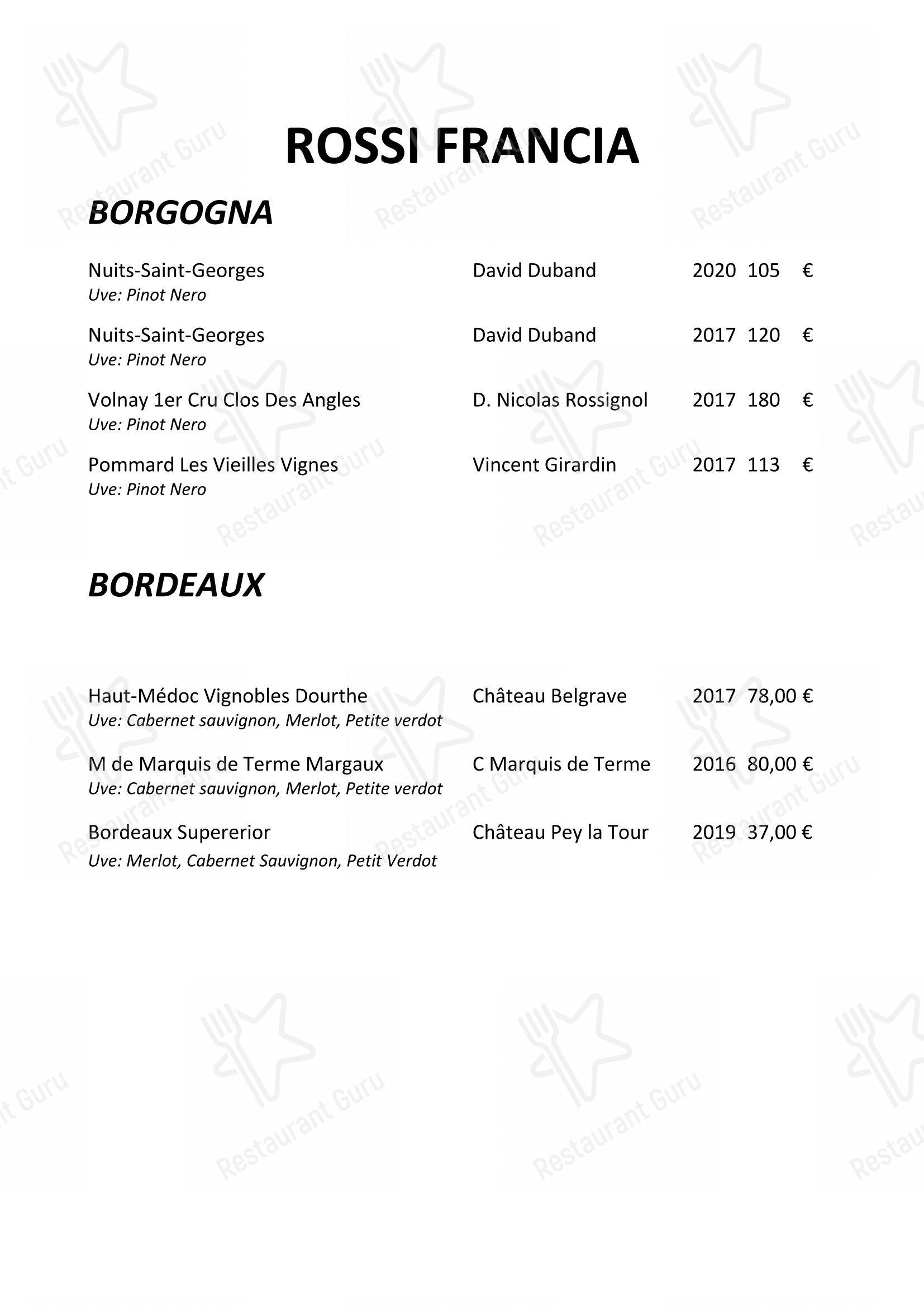 Menu bar per Enoteca Frisson pub & bar