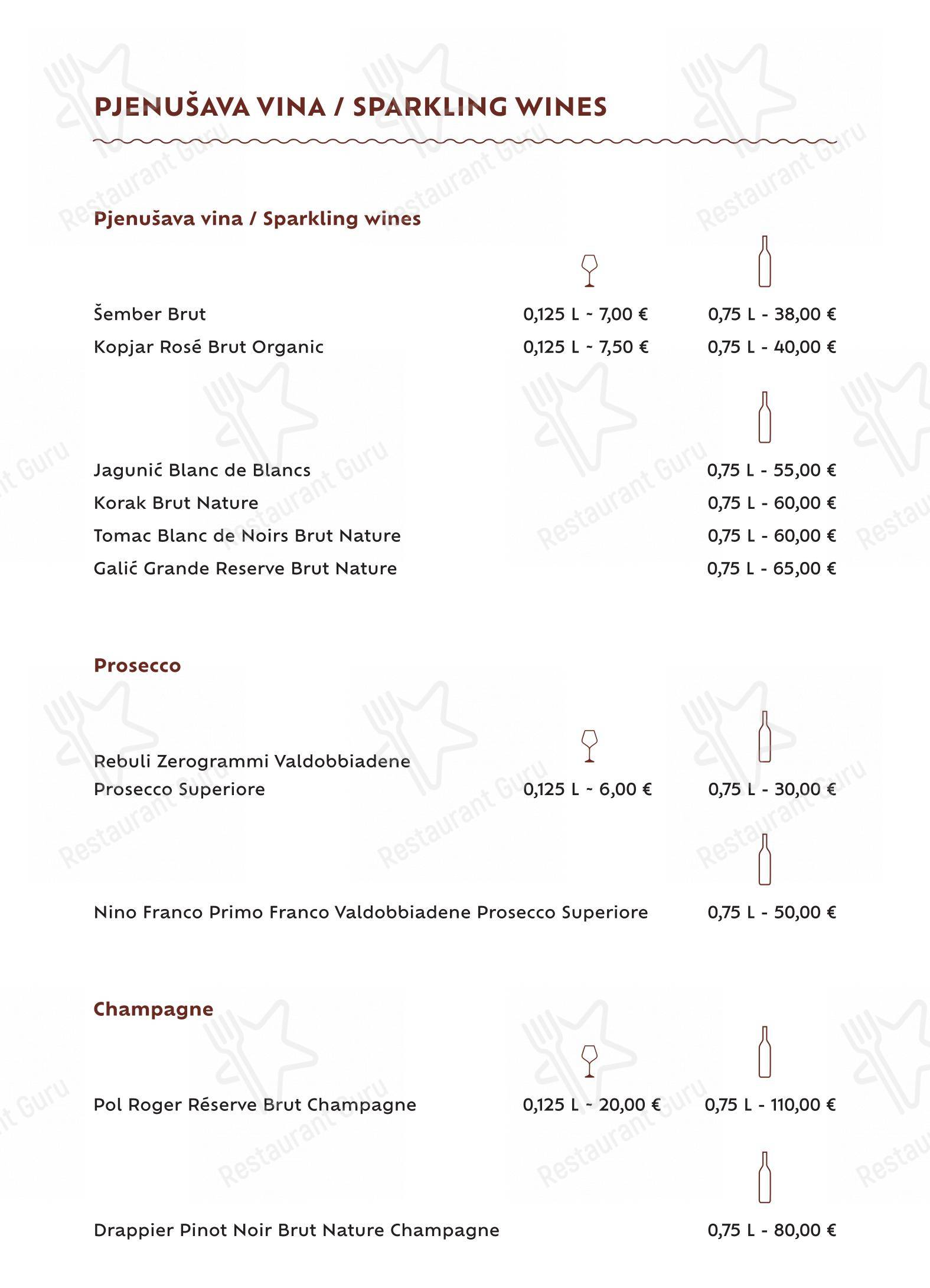 Foša in Zara - Menu bar