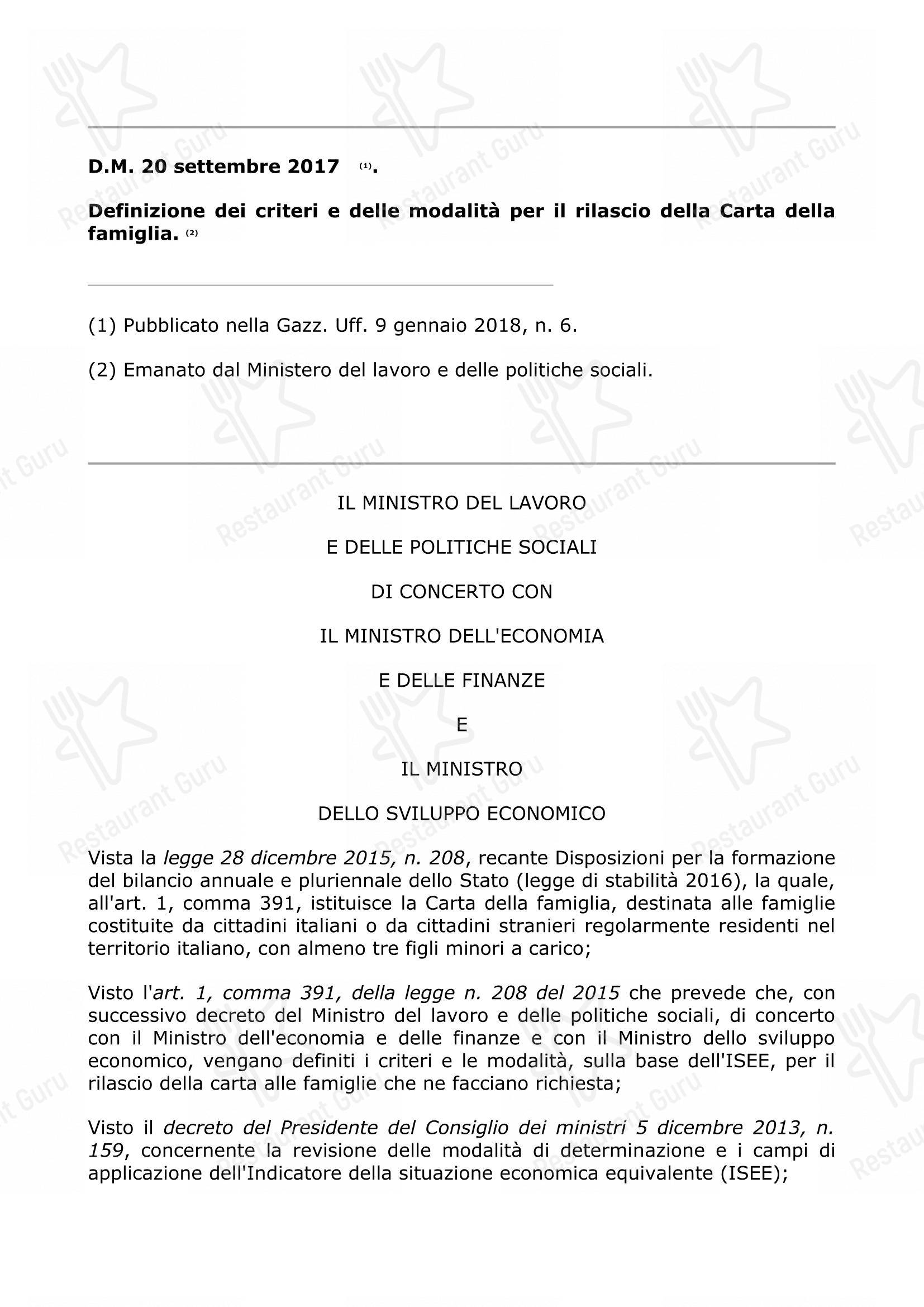 Menu per Galaad ristorante