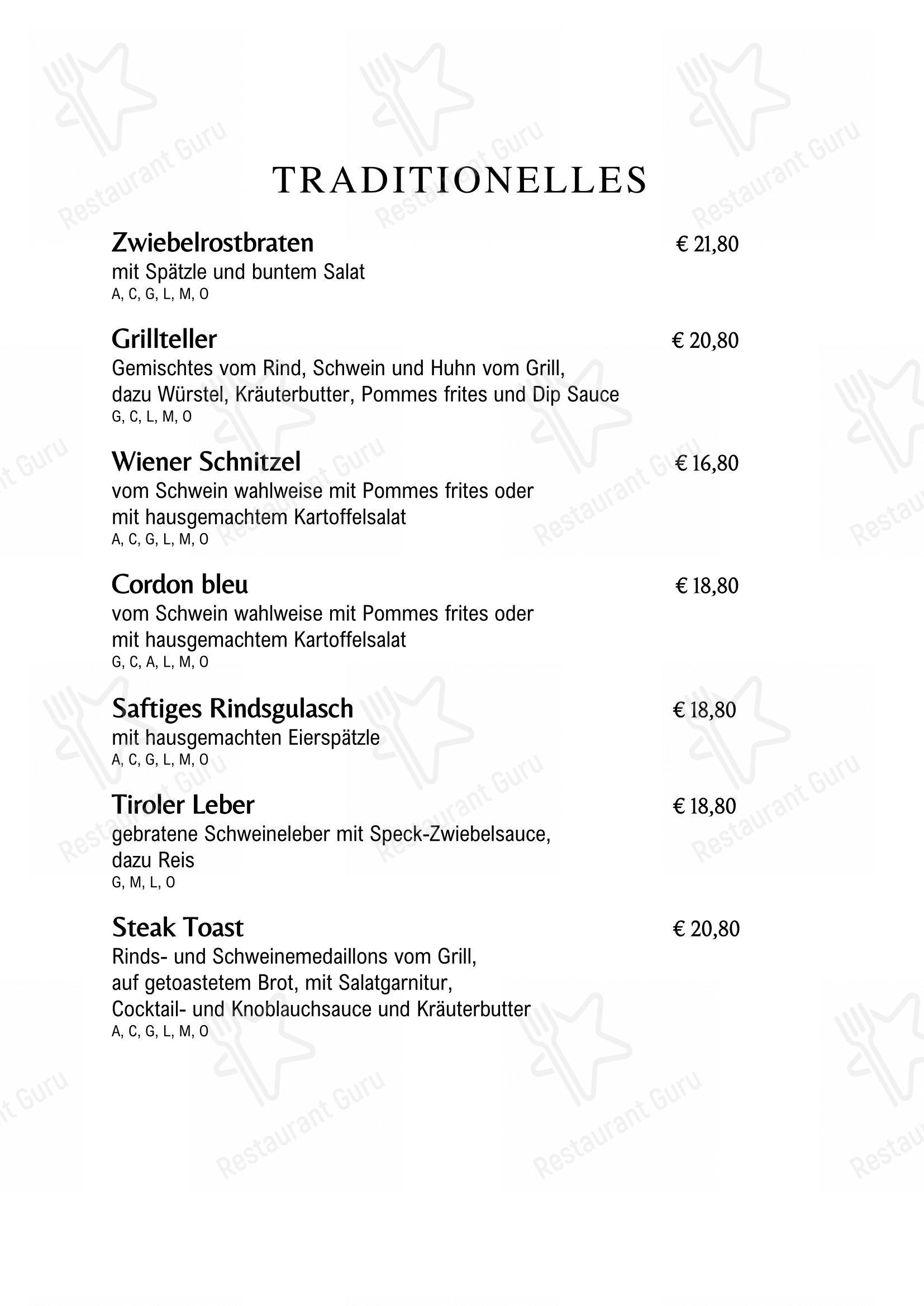 Menu pour Hotel Gasthof Neuner dans Karrösten